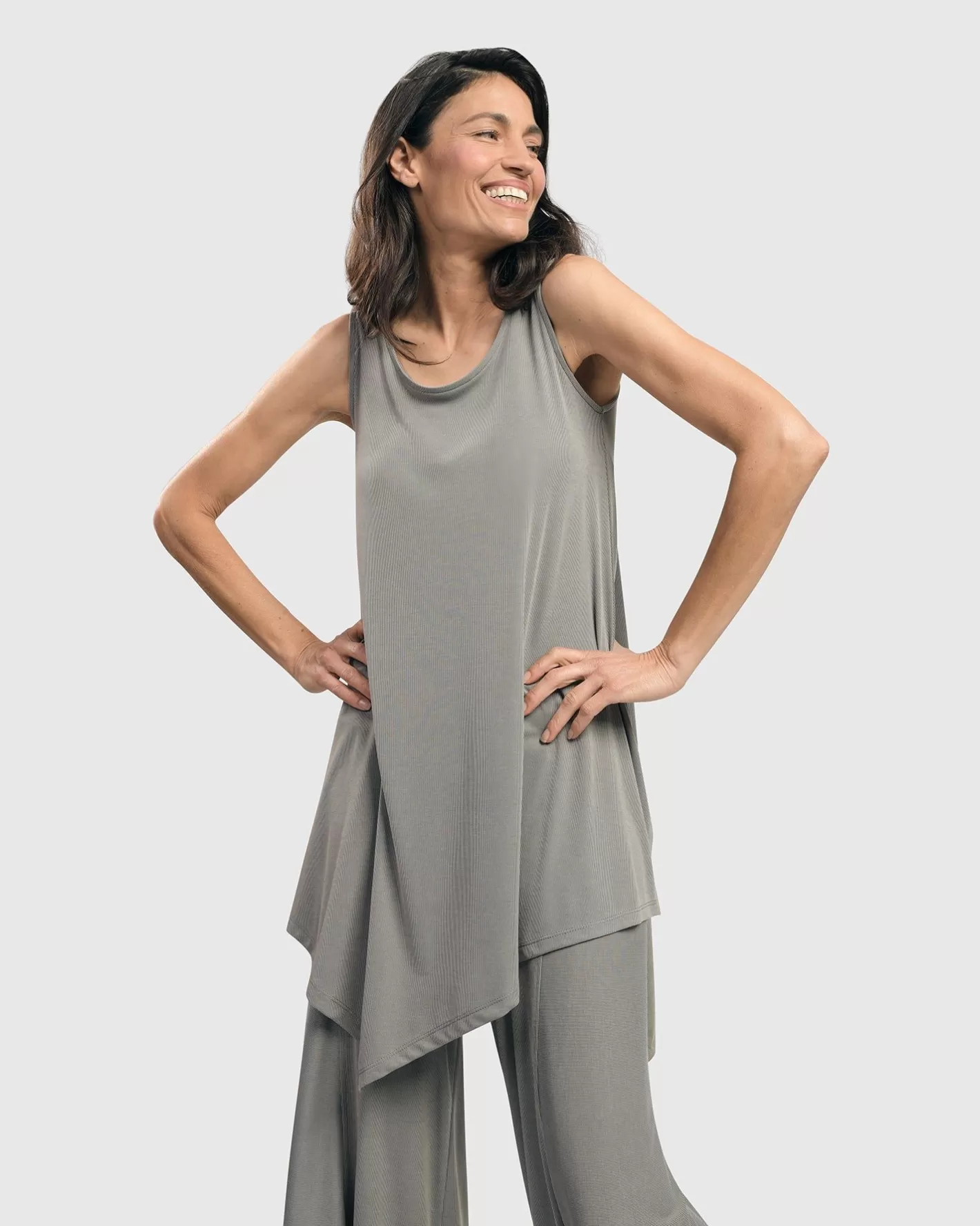 Essential Joy Sleeveless Tunic Top, Fog-ALEMBIKA Discount