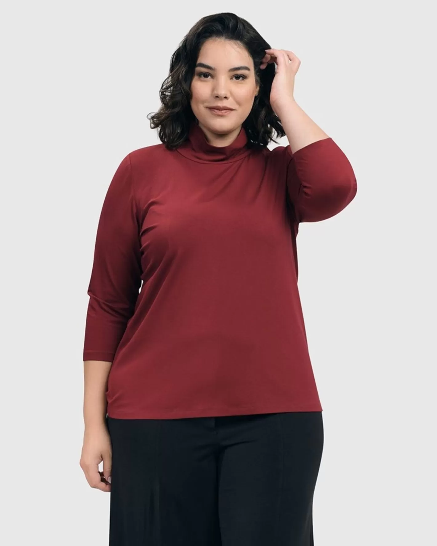 Essential Mockneck Top, Plum-ALEMBIKA Flash Sale