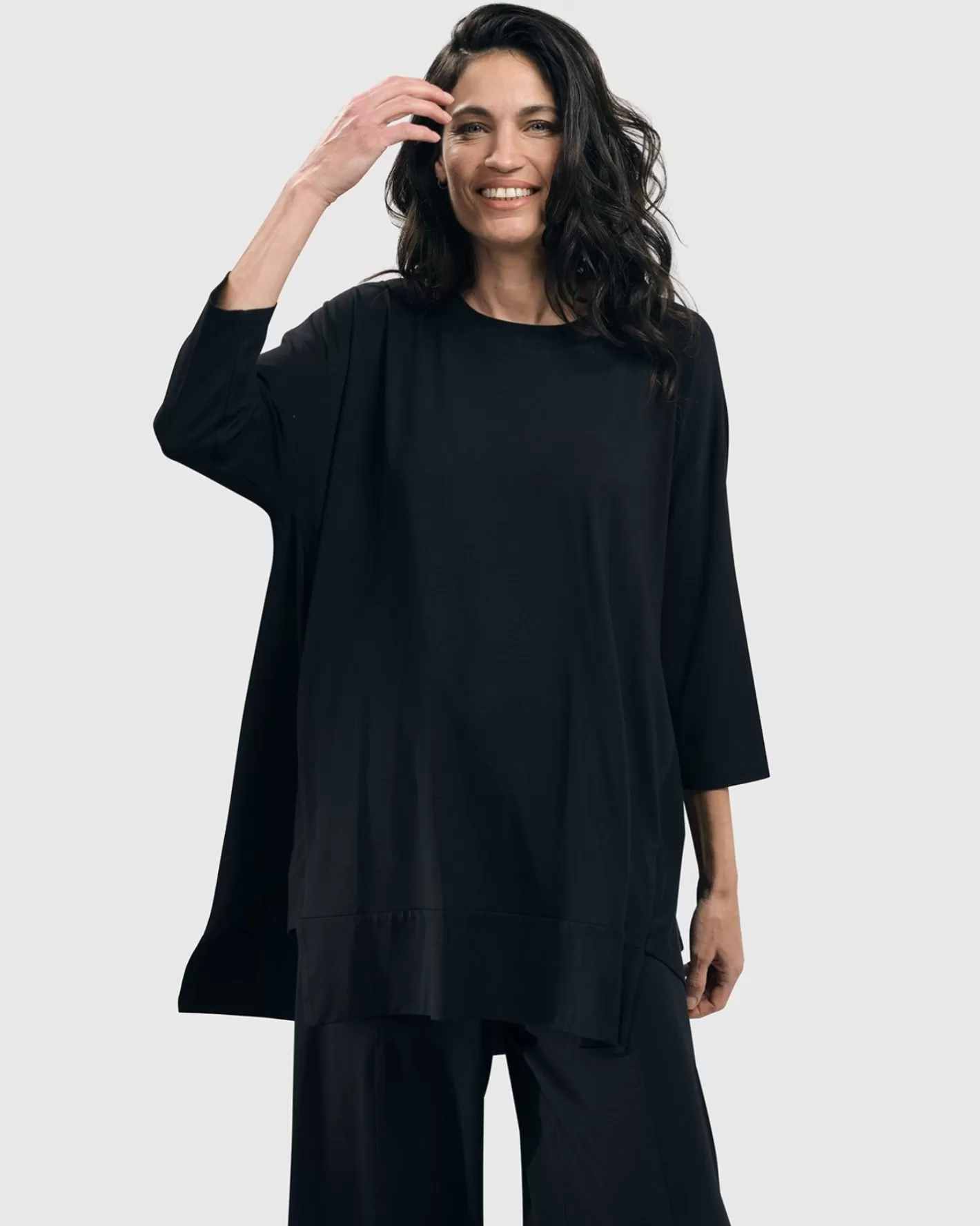 Essential Oversized Trapeze Top, Black-ALEMBIKA Clearance