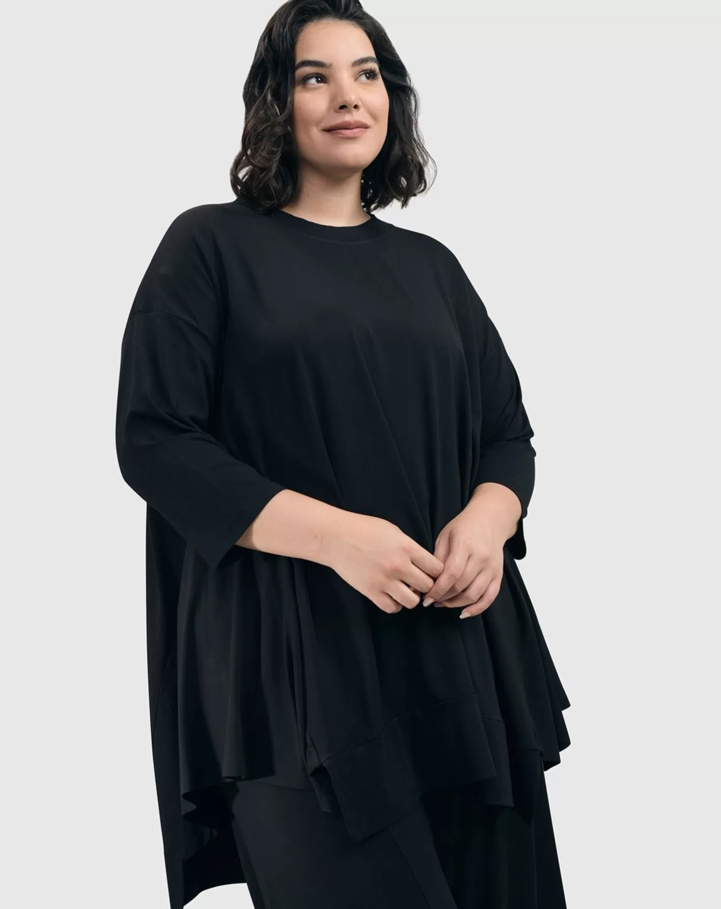 Essential Oversized Trapeze Top, Black-ALEMBIKA Clearance