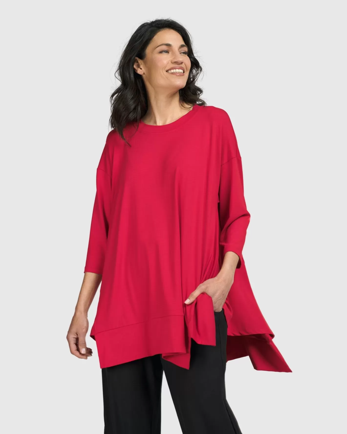 Essential Oversized Trapeze Top, Red Rose-ALEMBIKA Discount