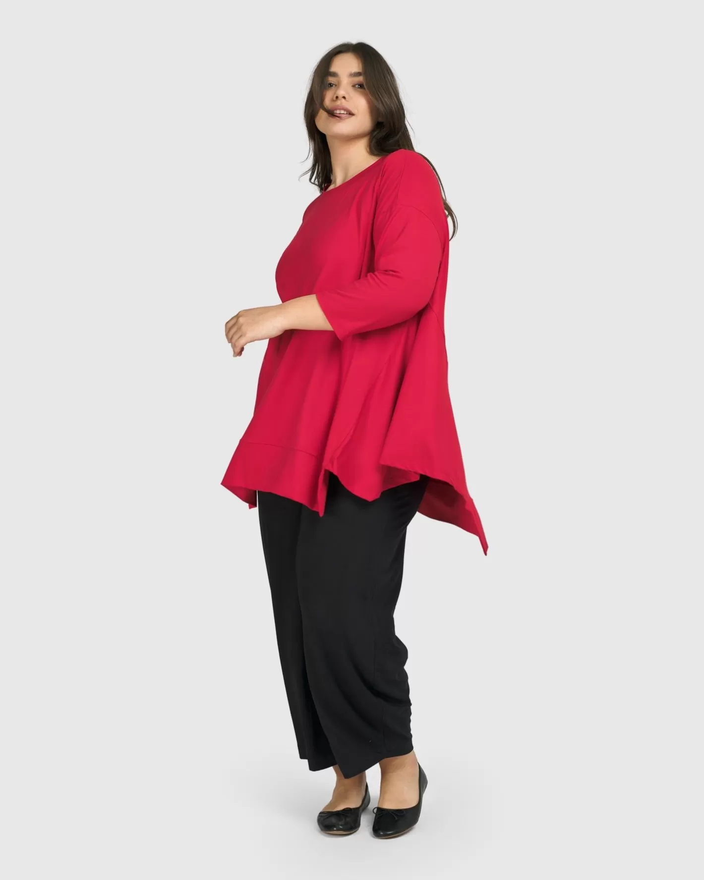 Essential Oversized Trapeze Top, Red Rose-ALEMBIKA Discount