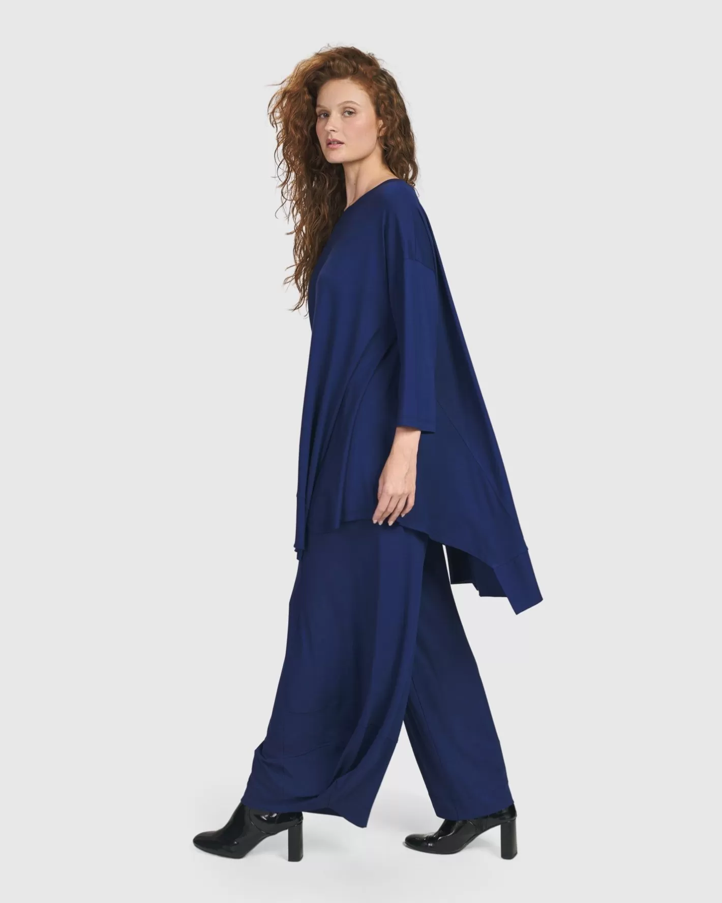 Essential Oversized Trapeze Top, Royal Blue-ALEMBIKA Cheap