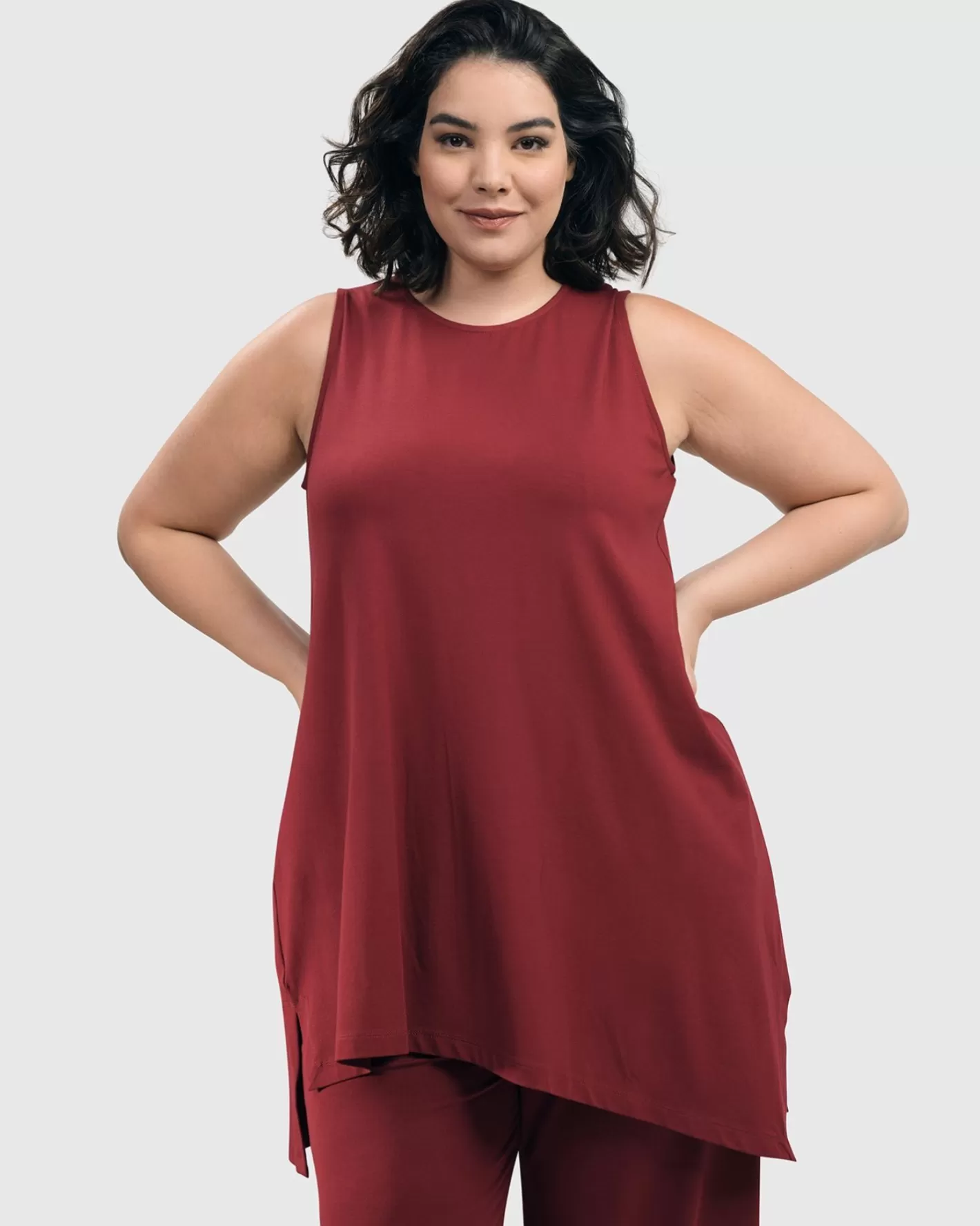 Essential Sleeveless Tunic Top, Plum-ALEMBIKA Store