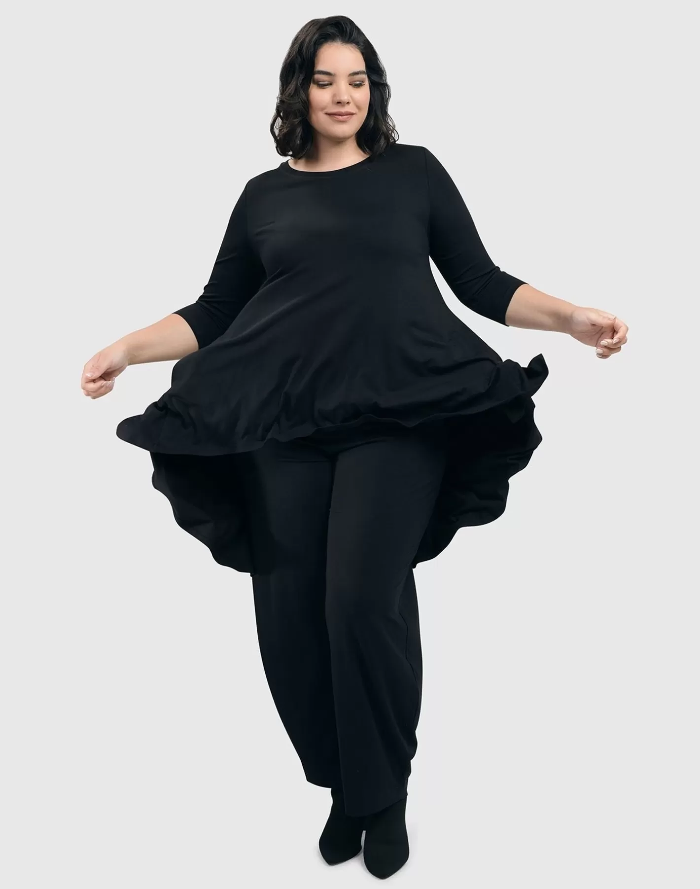 Essential Swing Tunic Top, Black-ALEMBIKA Flash Sale