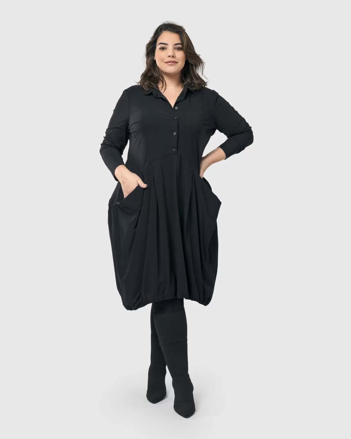 Essential Tekbika Signature Pocket Dress, Black-ALEMBIKA Store