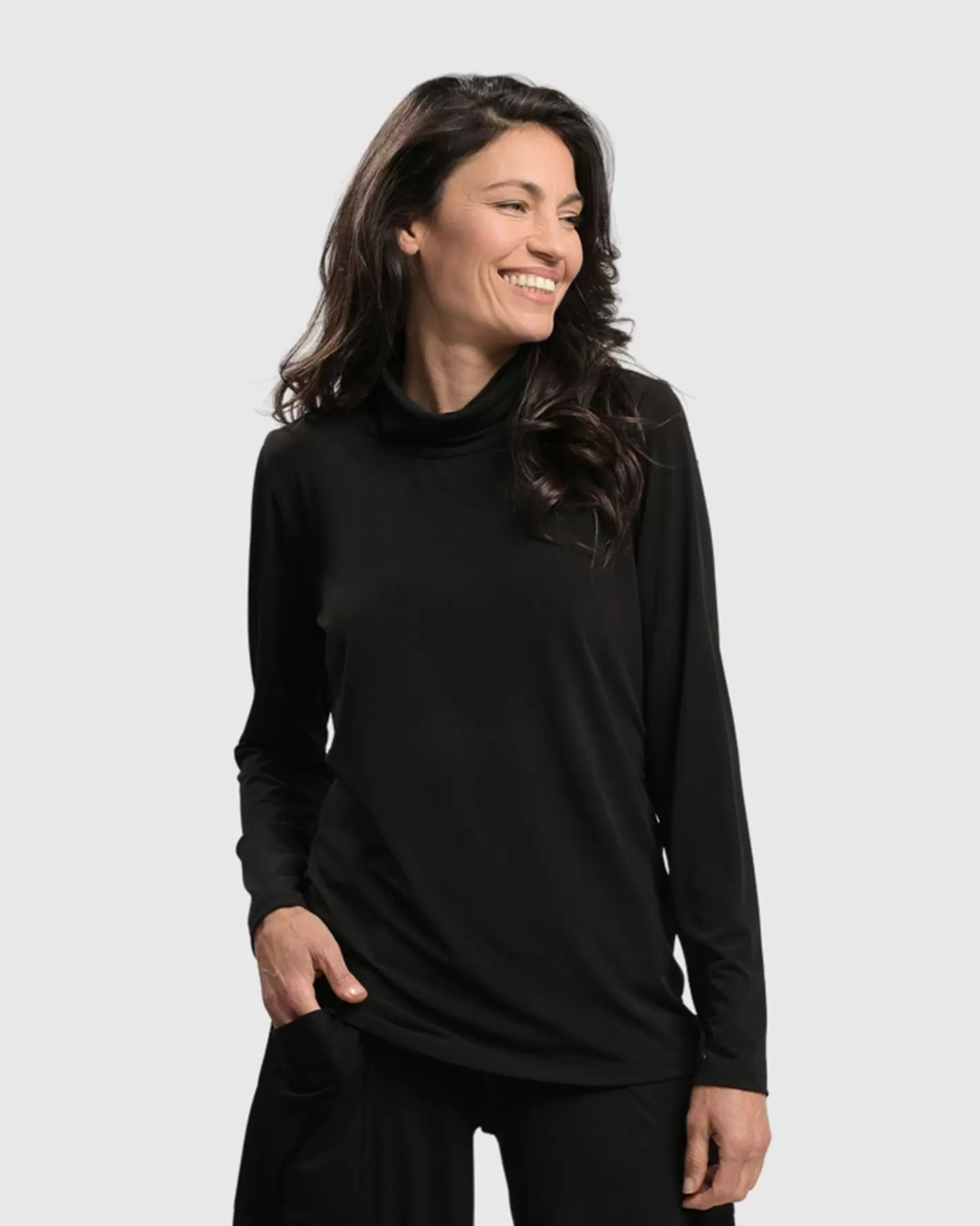 Essential Ultimate Turtleneck Top, Black-ALEMBIKA Outlet