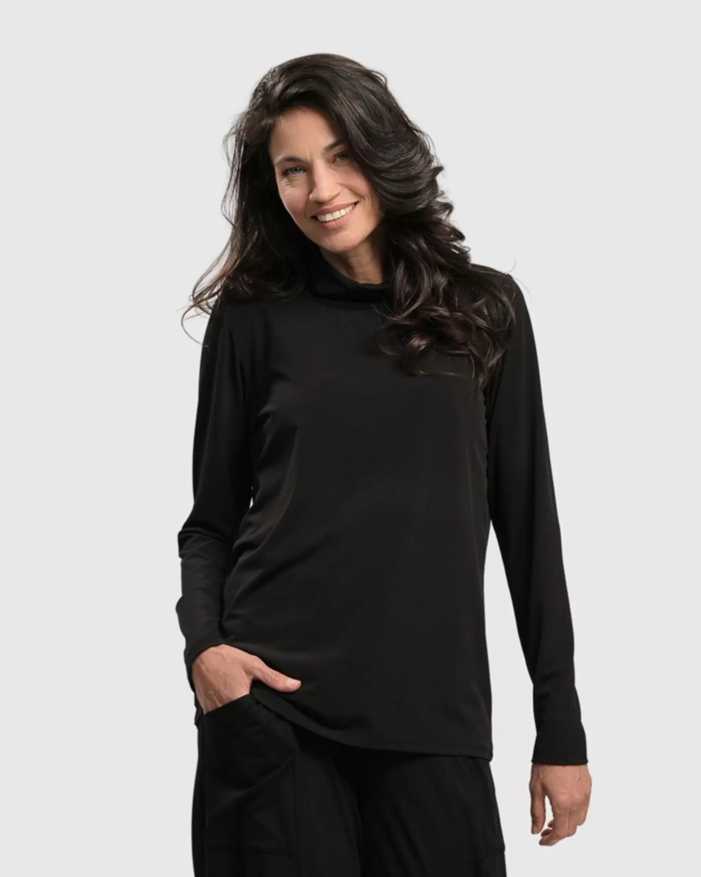 Essential Ultimate Turtleneck Top, Black-ALEMBIKA Outlet