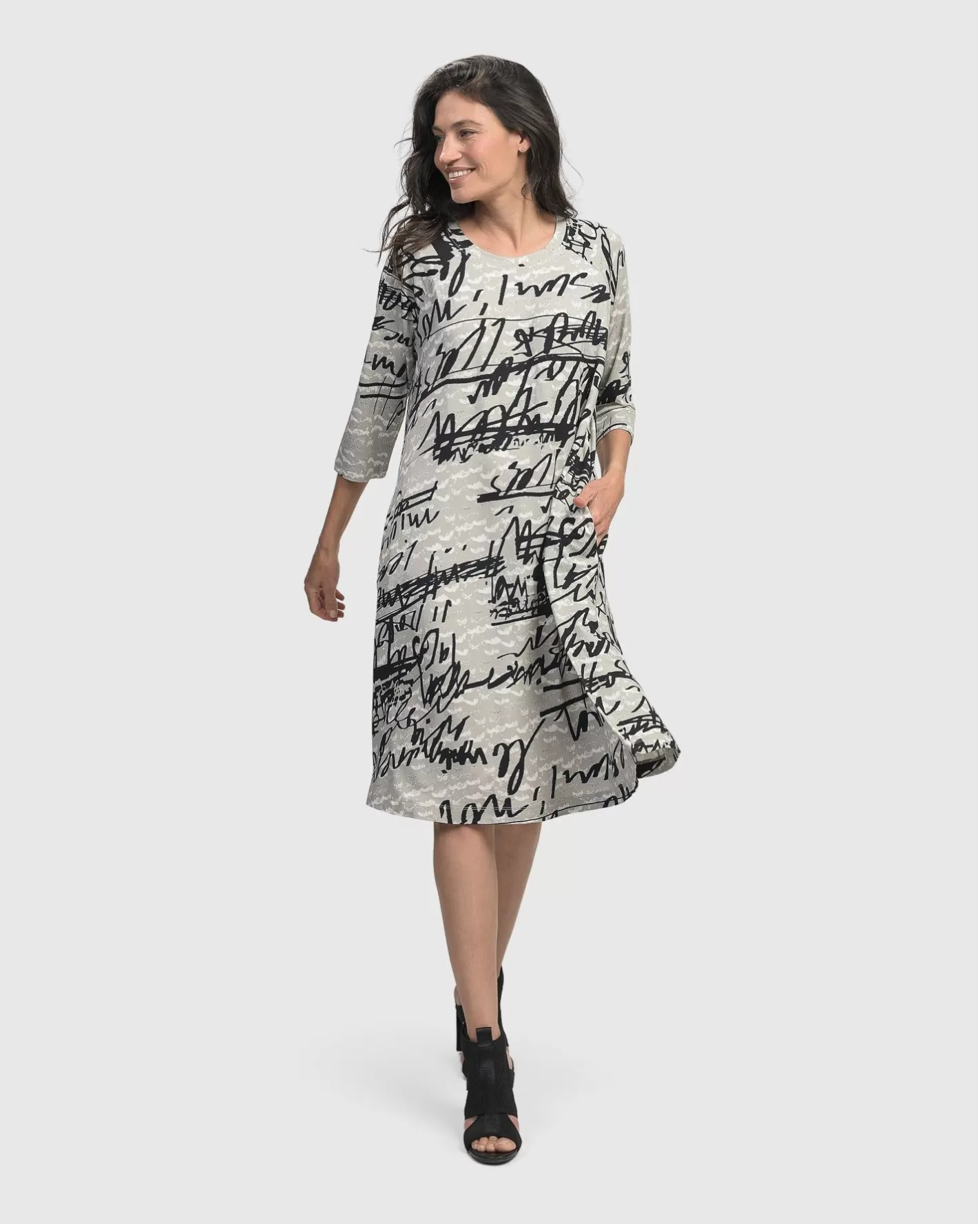 Flirty A Line Dress, Script-ALEMBIKA Cheap