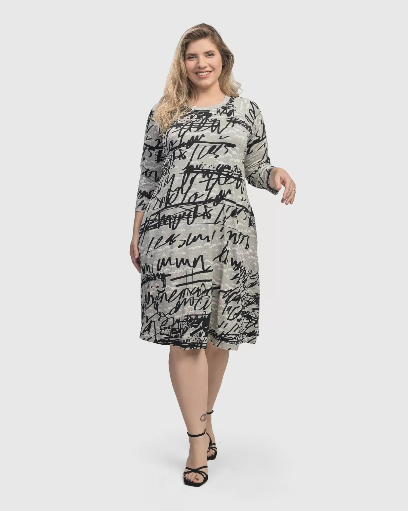 Flirty A Line Dress, Script-ALEMBIKA Cheap