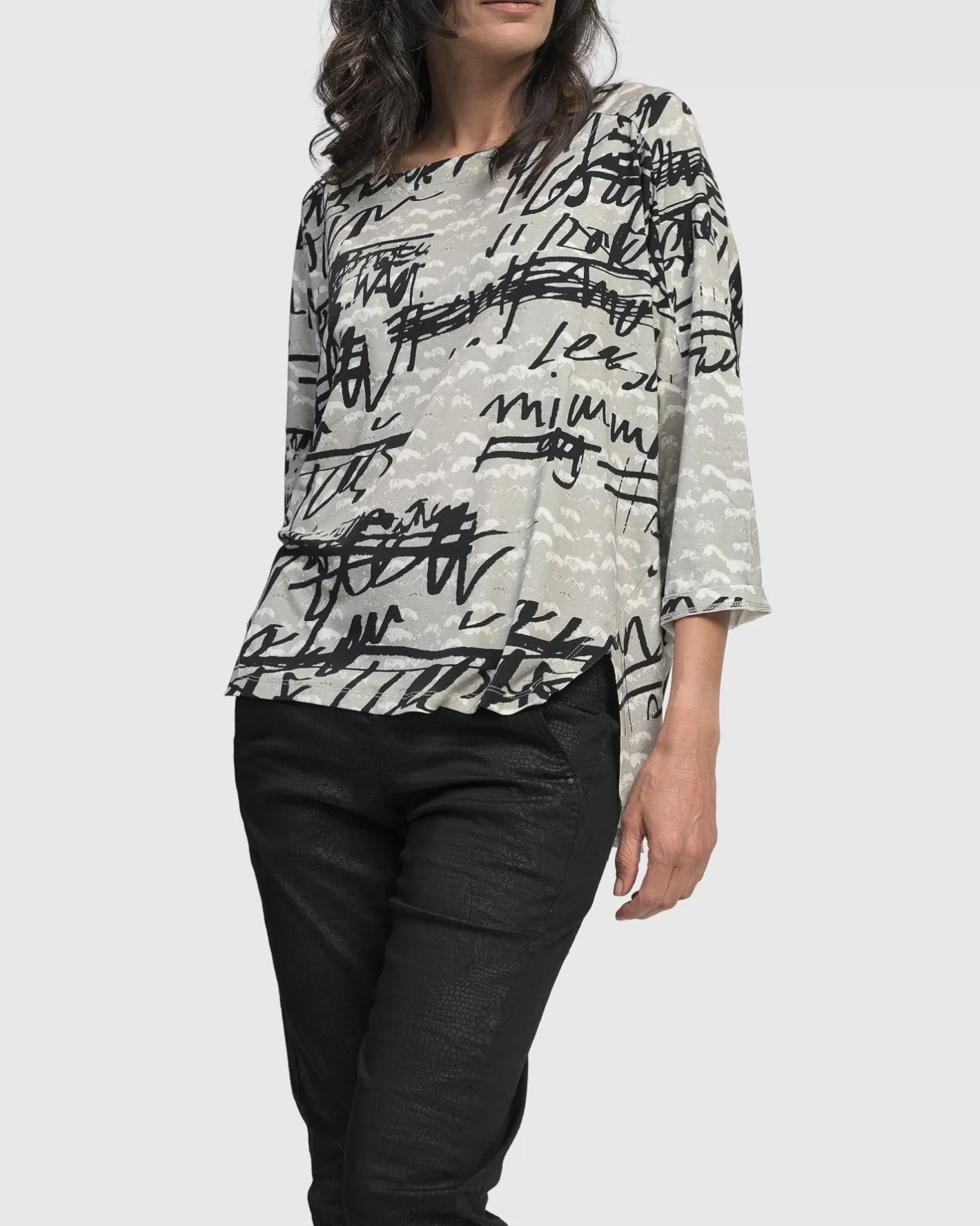 Flirty Cutaway Boxy Top, Script-ALEMBIKA Online