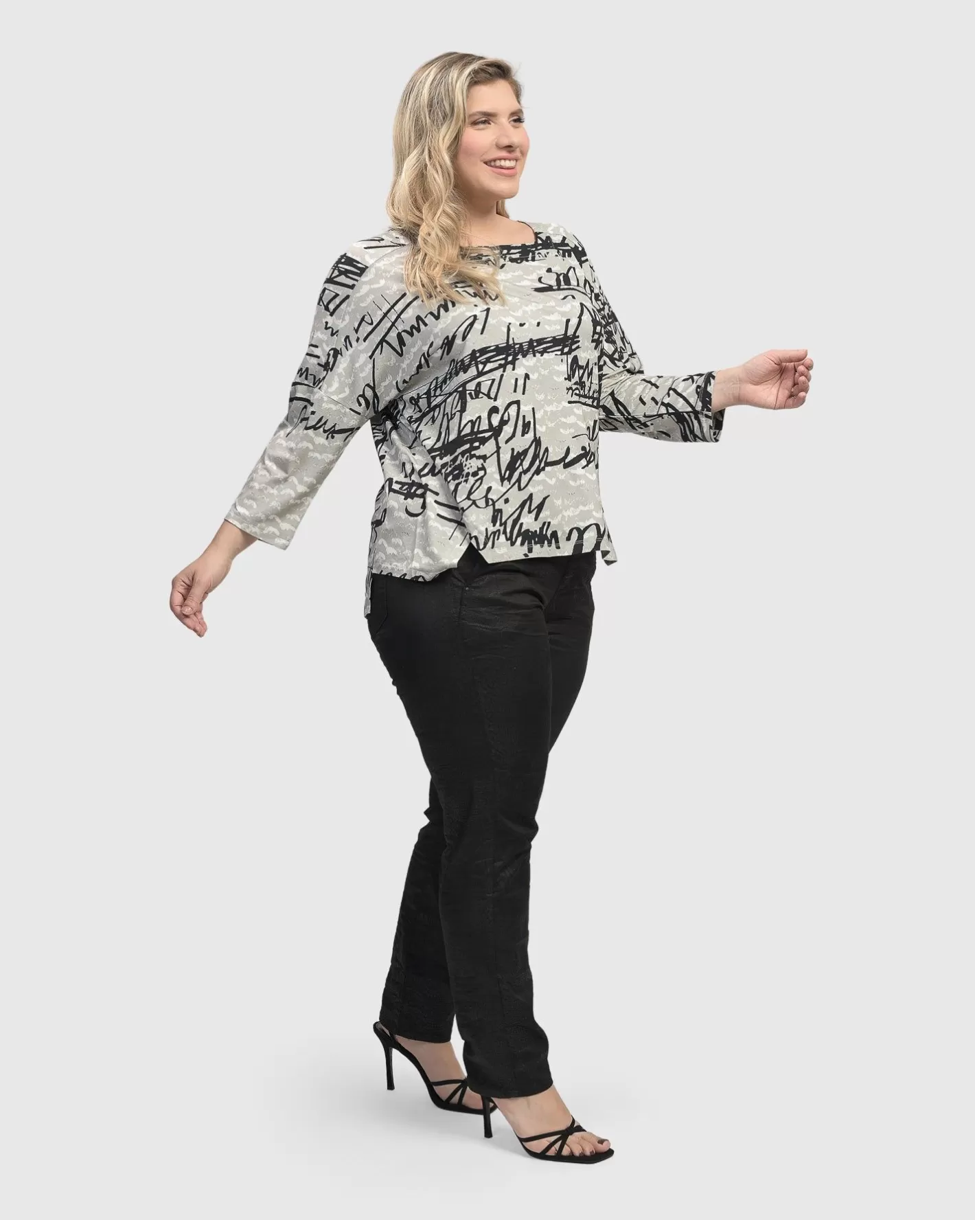 Flirty Cutaway Boxy Top, Script-ALEMBIKA Online