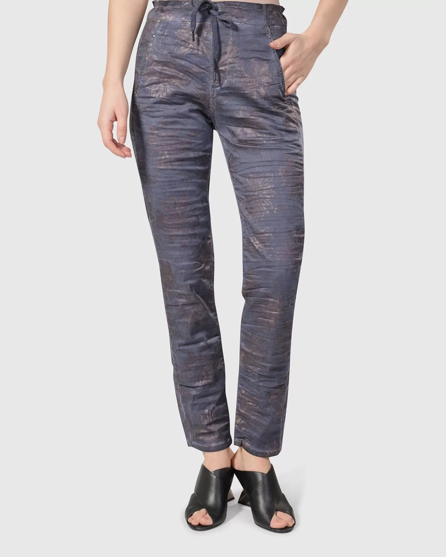 Floral Iconic Stretch Jeans, Rust/Blue-ALEMBIKA Hot