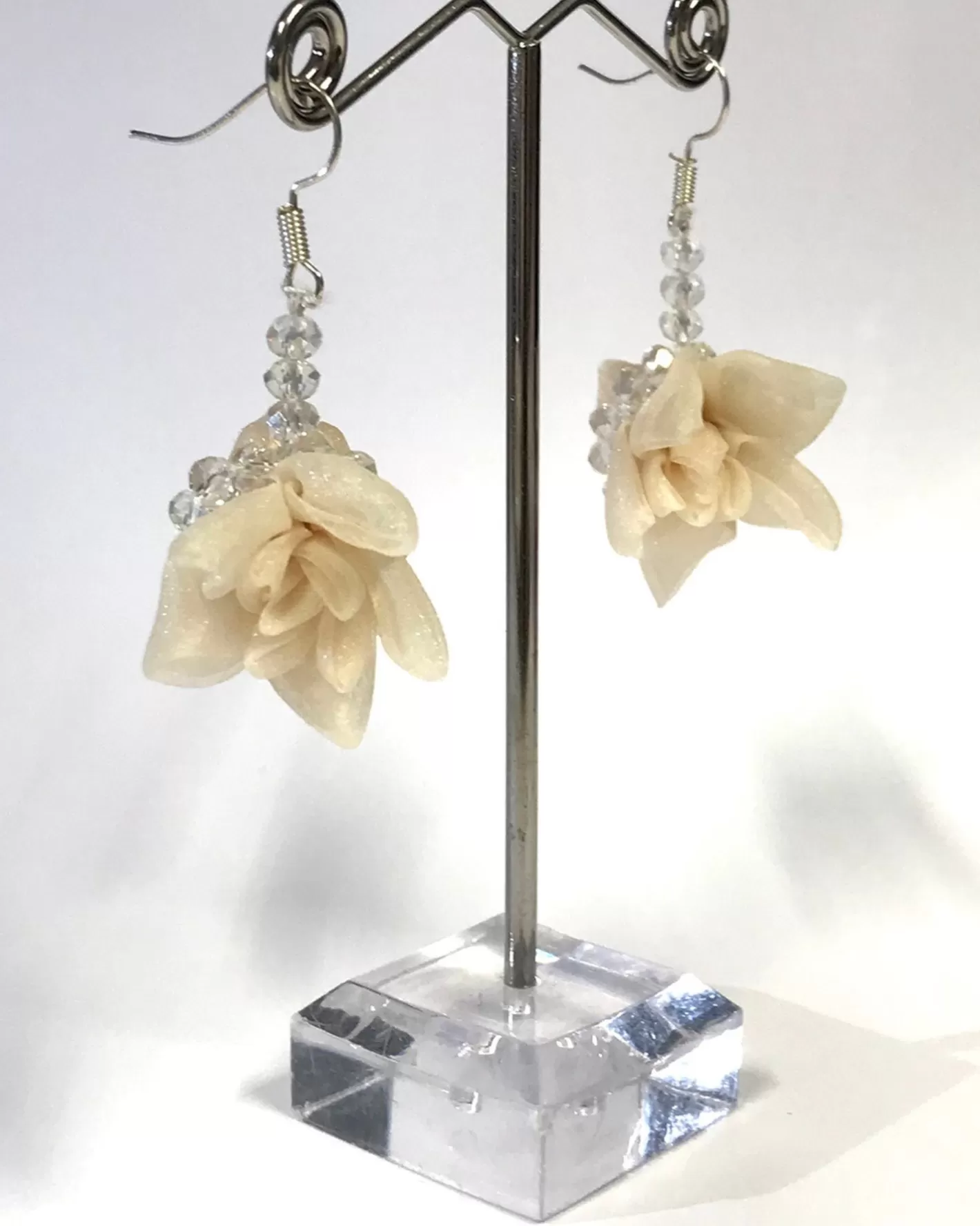 Flower & Crystal Earrings, Nude-ALEMBIKA Online