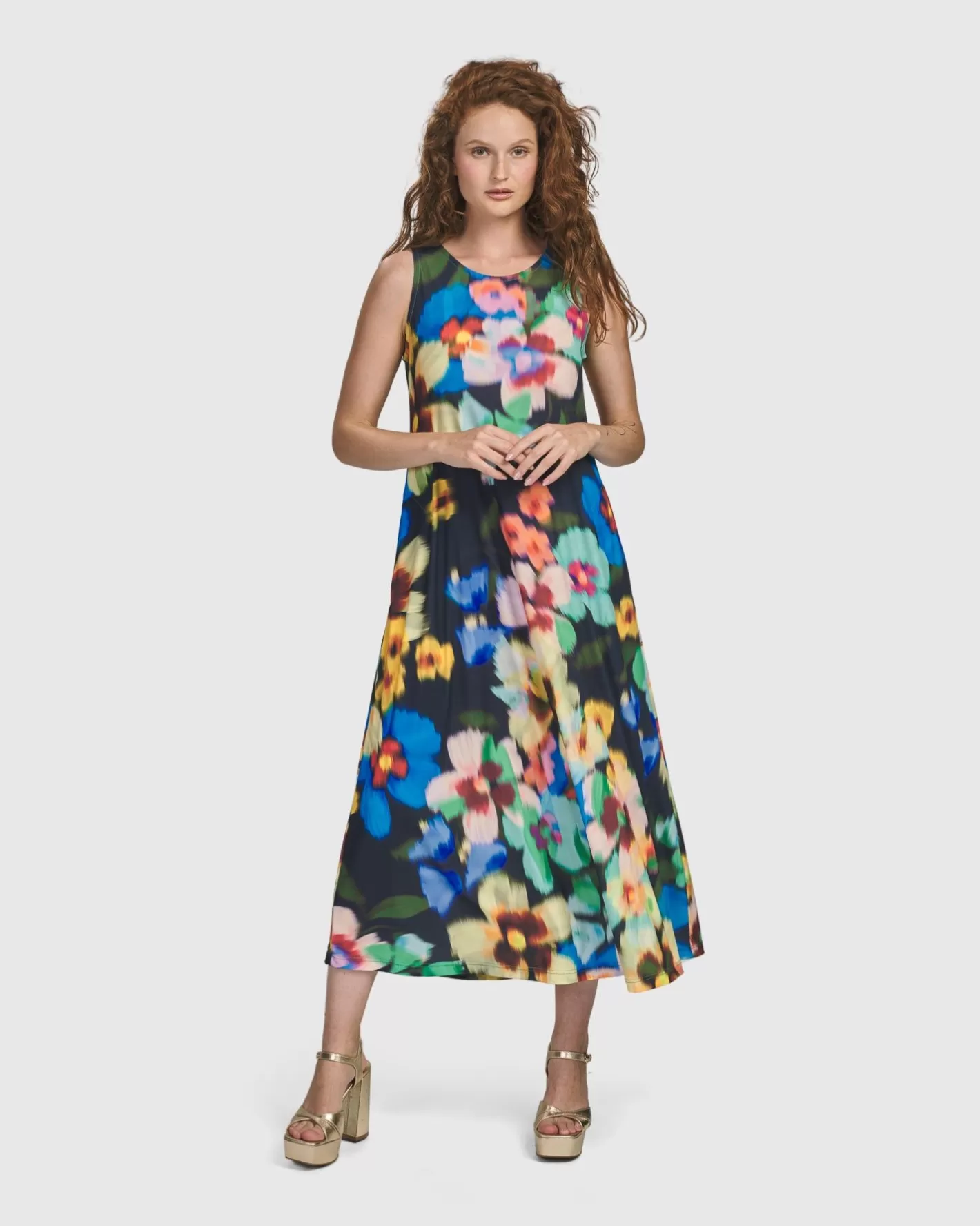 Forget-Me-Not Sleeveless Maxi Dress, Garden-ALEMBIKA Flash Sale