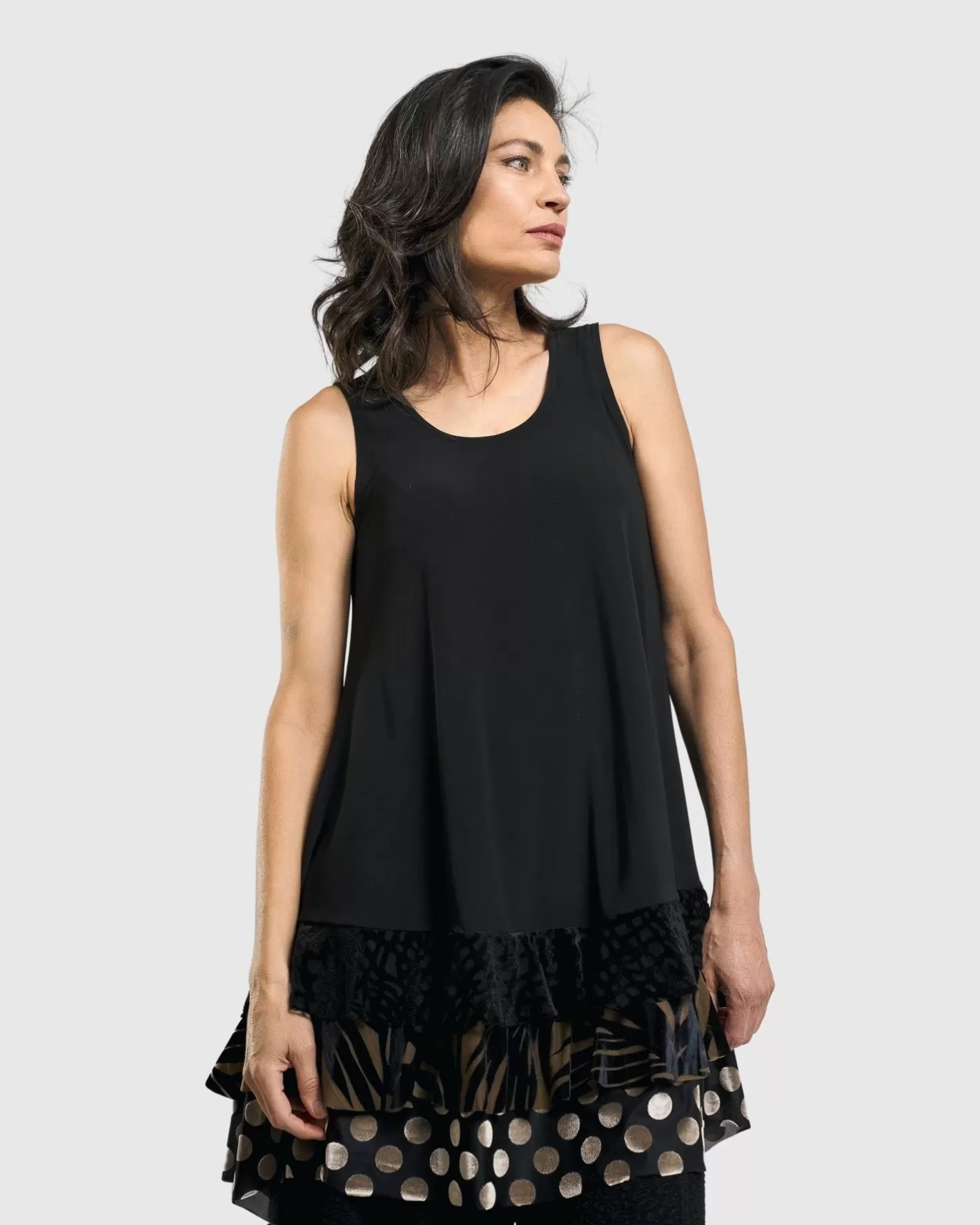 Gemma Sleeveless Tunic Top, Gold-ALEMBIKA Clearance