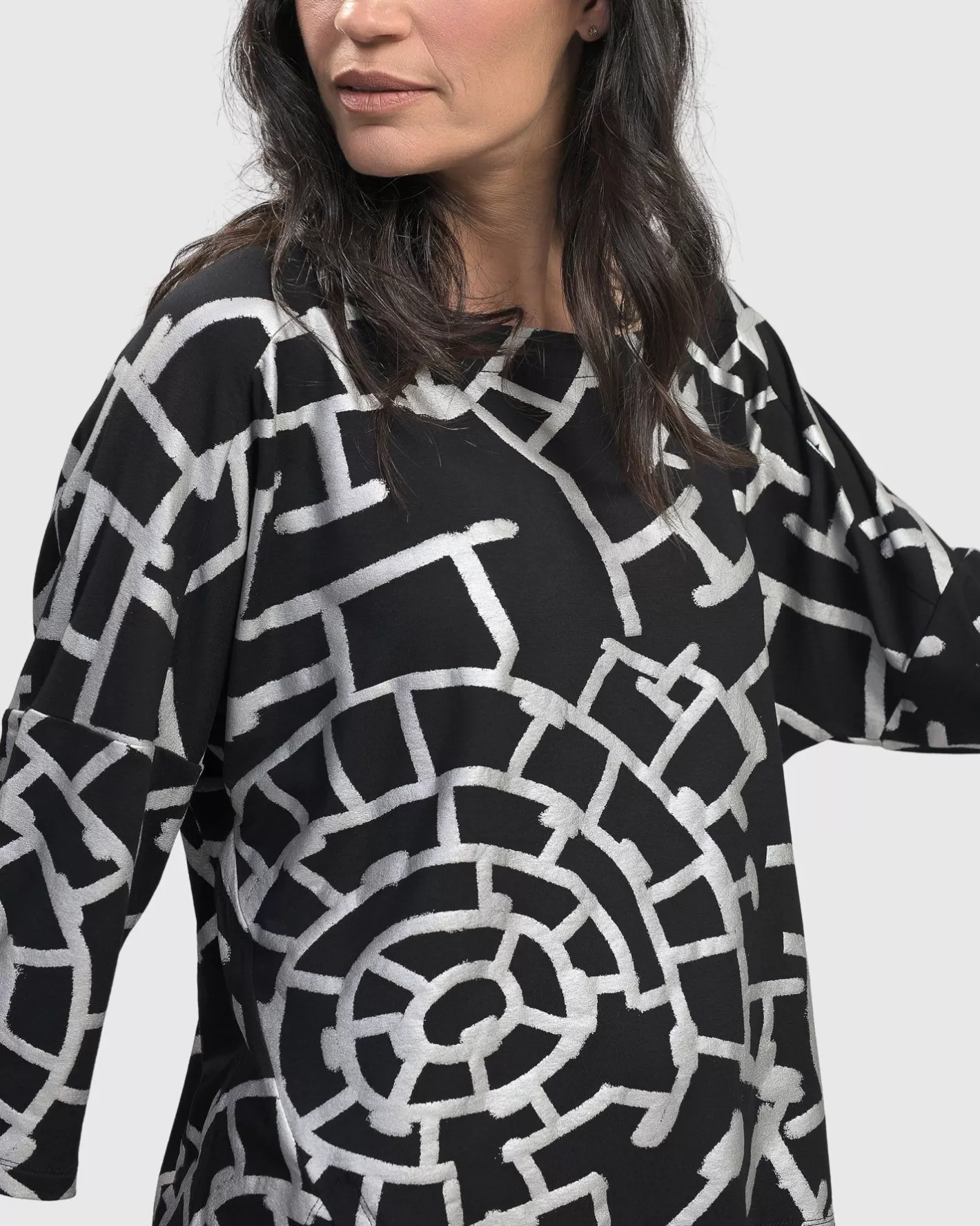 Hypnotic Cutaway Boxy Top, Silver-ALEMBIKA Clearance