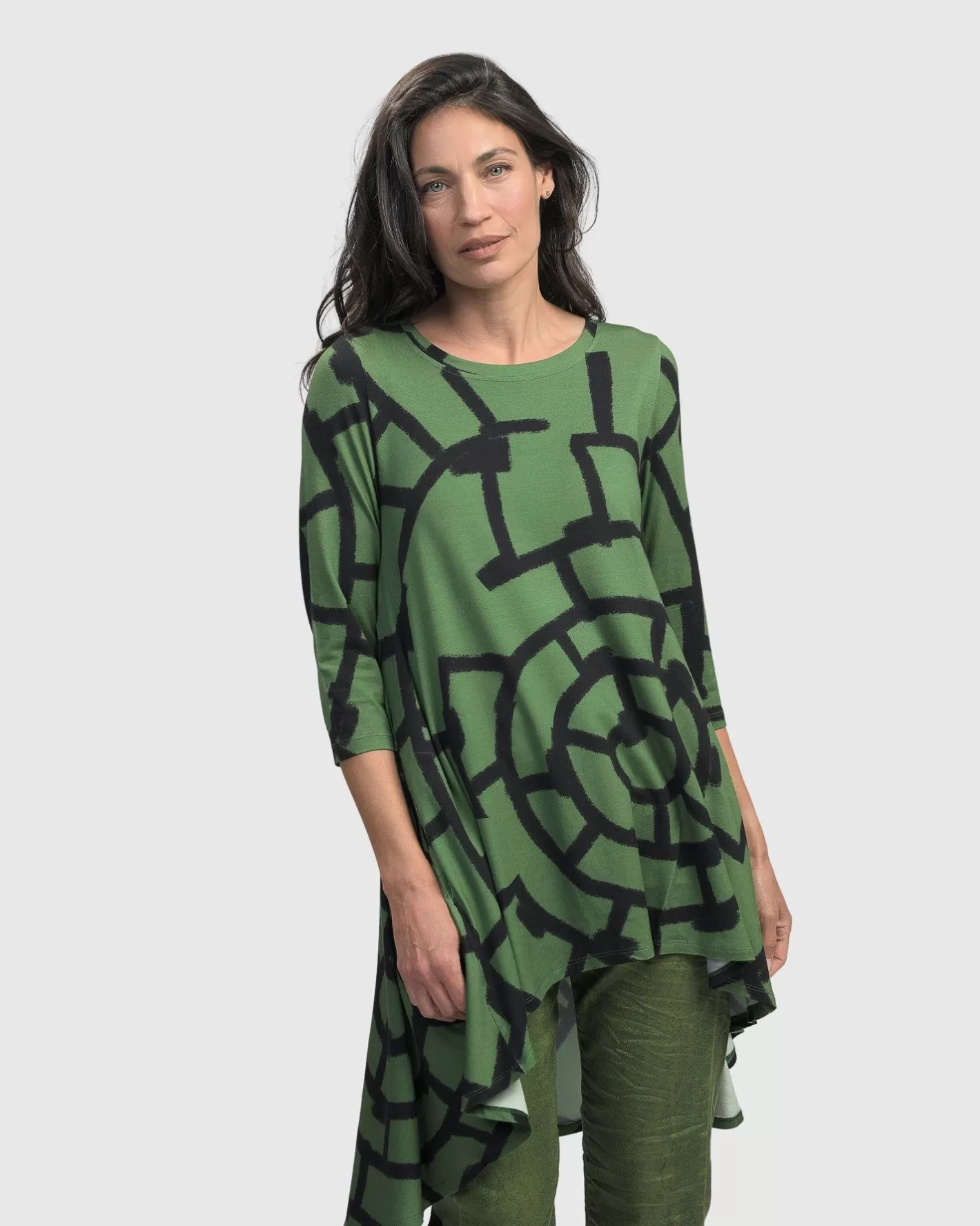 Hypnotic Hi-Lo Tunic Top, Clover-ALEMBIKA Cheap