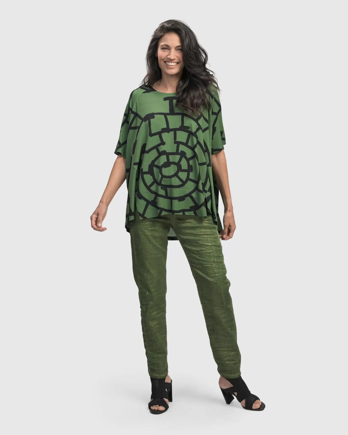 Hypnotic Swing Tunic Top, Clover-ALEMBIKA Best Sale