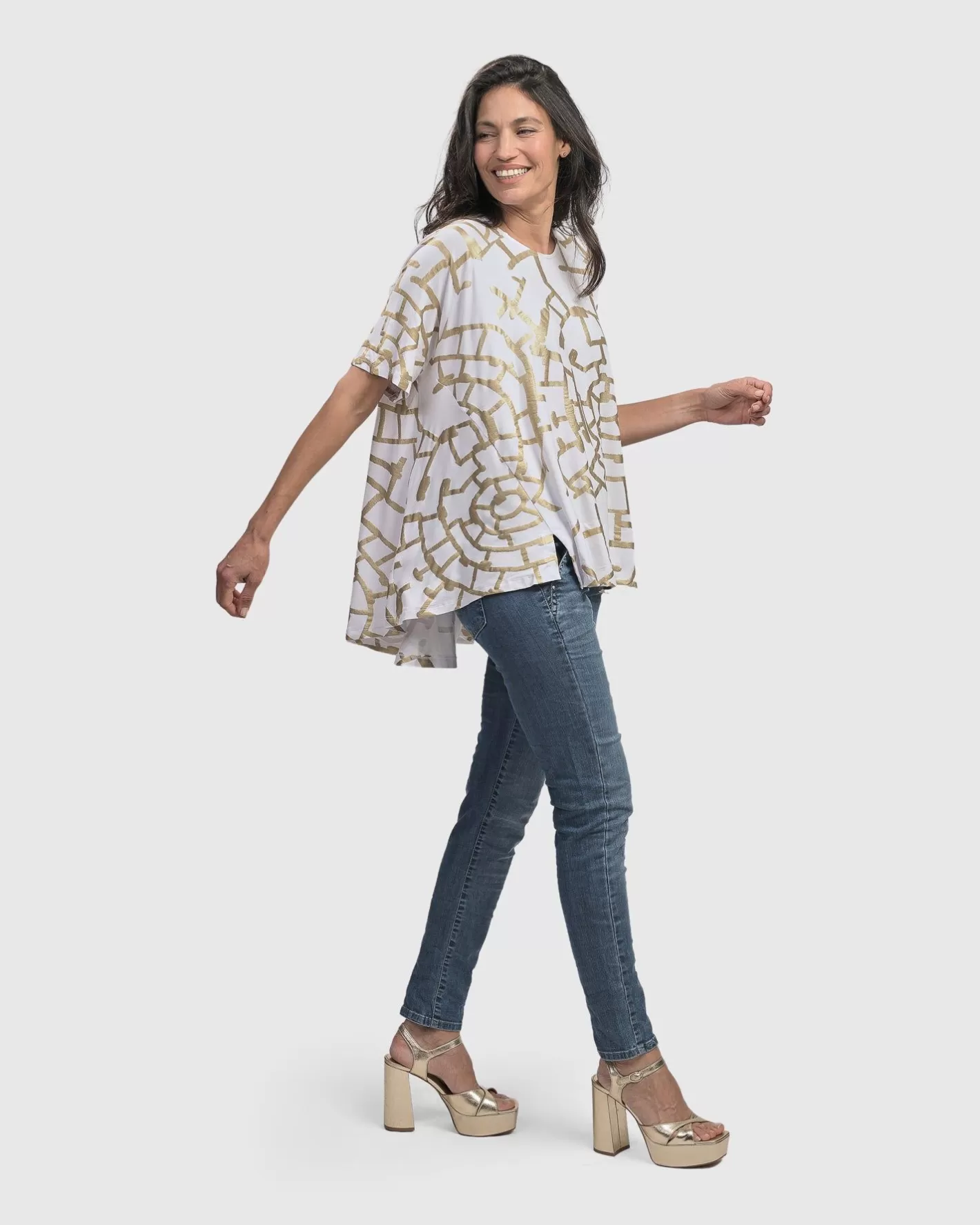 Hypnotic Swing Tunic Top, Gold-ALEMBIKA Clearance