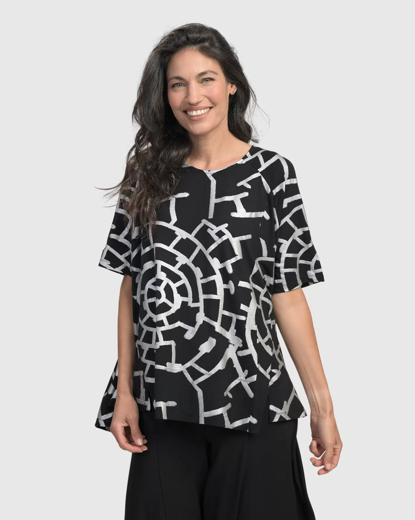 Hypnotic Swing Tunic Top, Silver-ALEMBIKA Discount