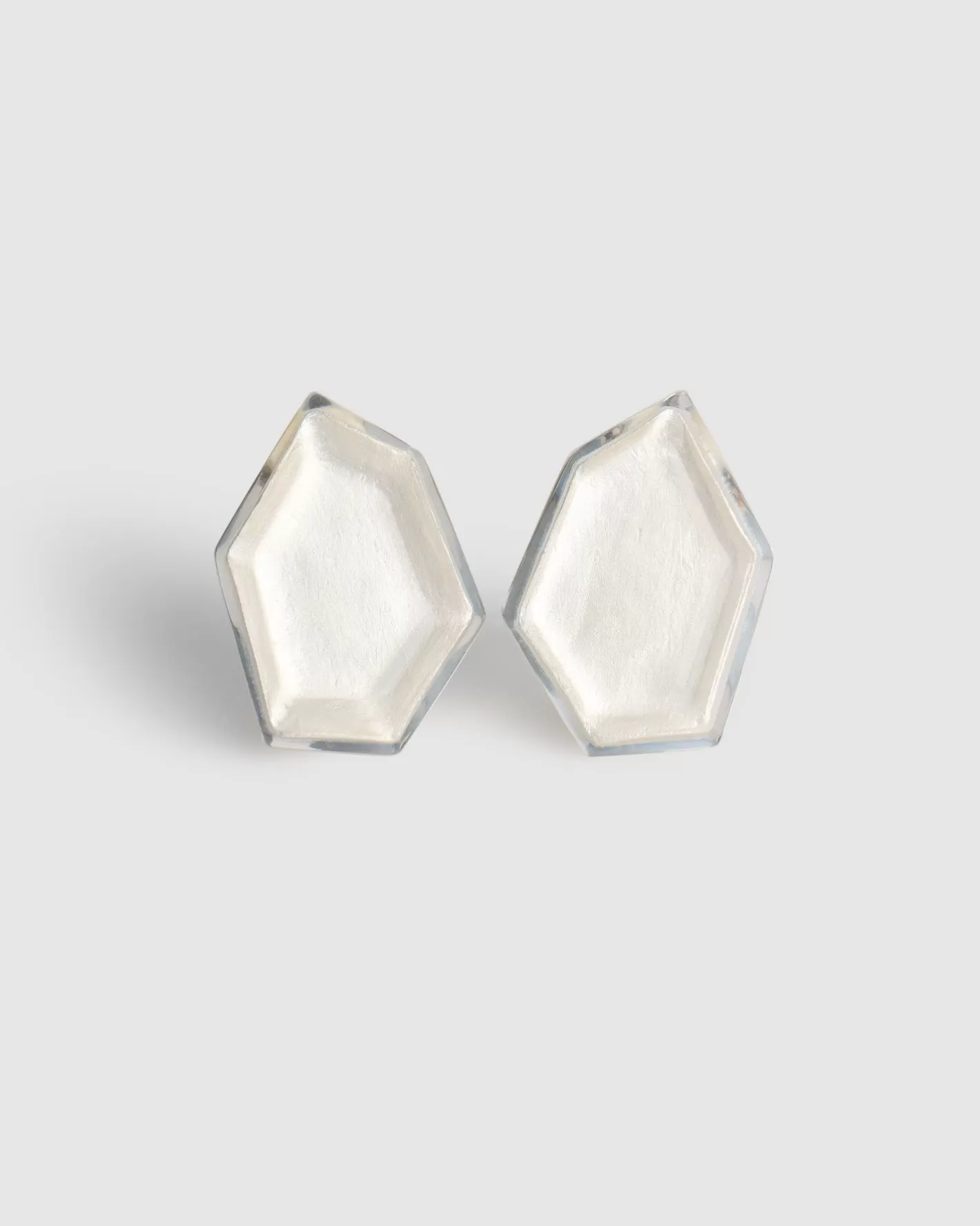 Ice Faceted Clip Earrings, Frost-ALEMBIKA Outlet