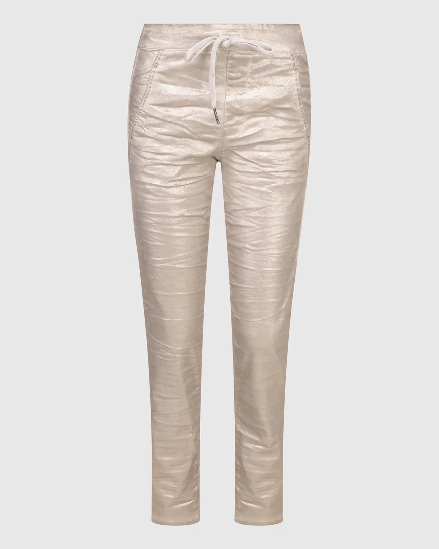 Iconic Stretch Jeans, Metallic Luster-ALEMBIKA Store