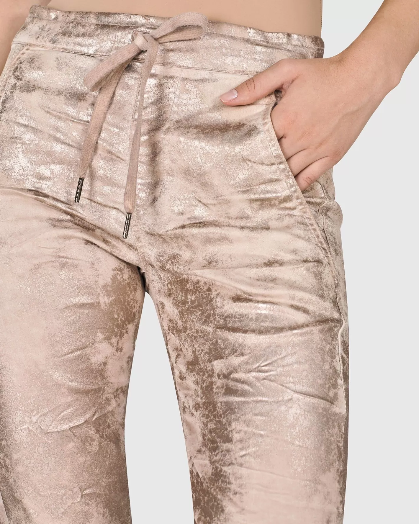 Iconic Stretch Jeans, Rose Gold Nude-ALEMBIKA Best Sale