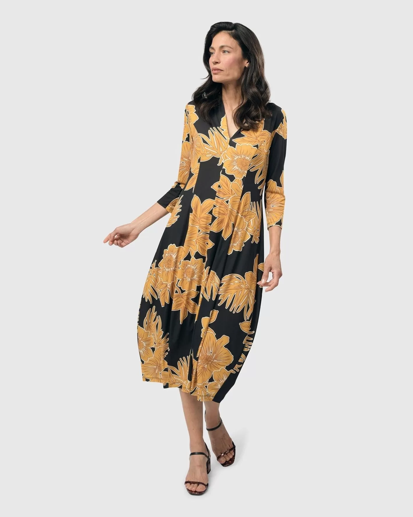 Island Cocoon Dress, Gold-ALEMBIKA New