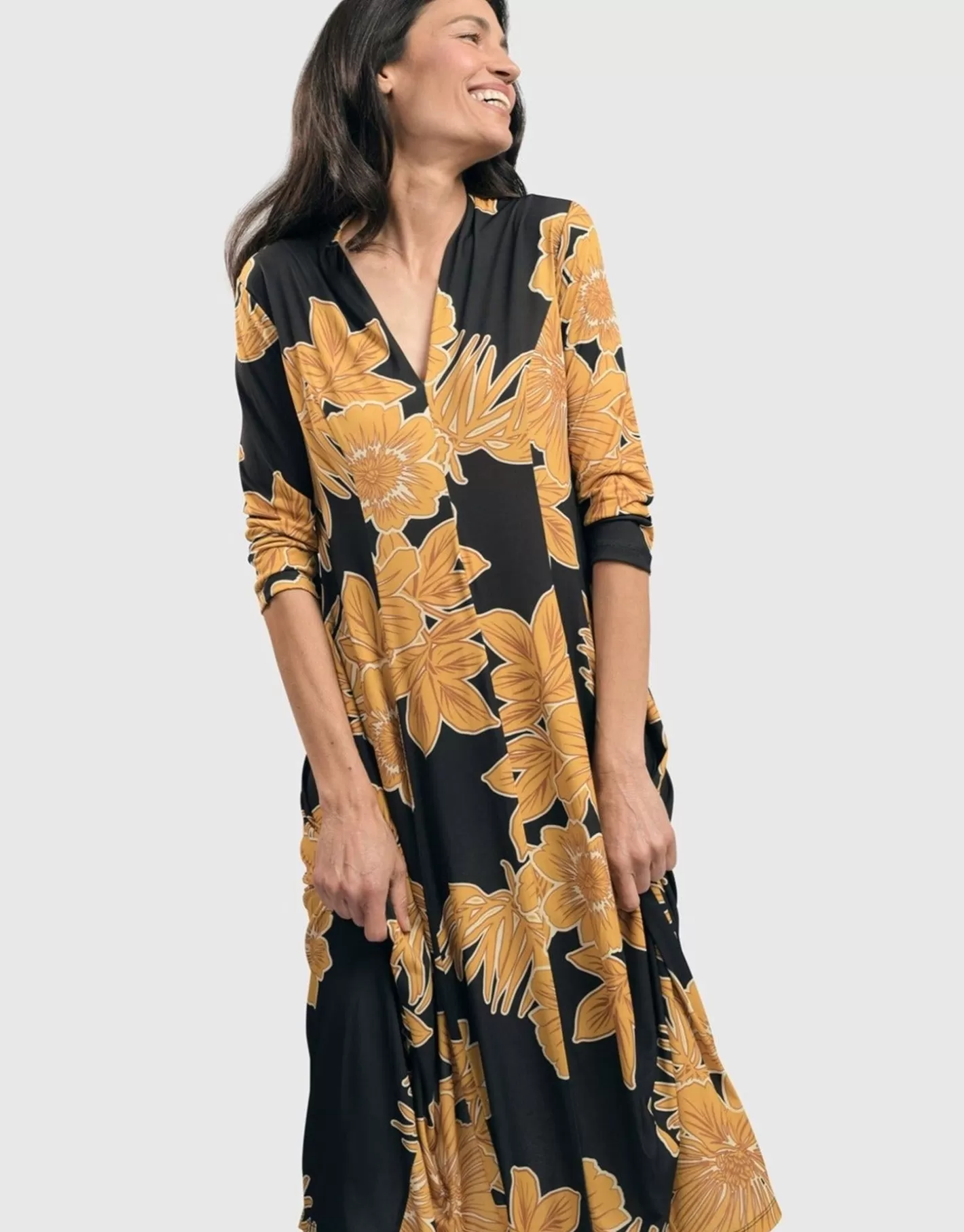 Island Cocoon Dress, Gold-ALEMBIKA New