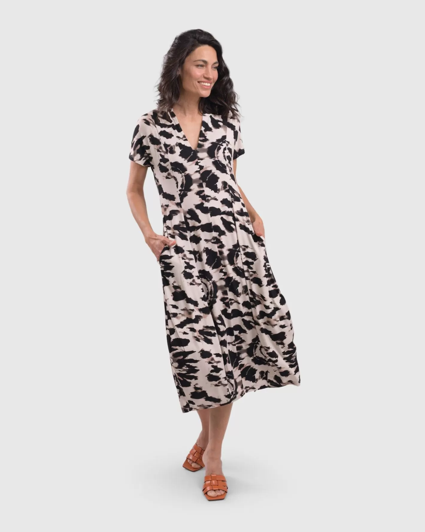 Jane Cocoon Midi Dress, Tie Dye-ALEMBIKA Cheap