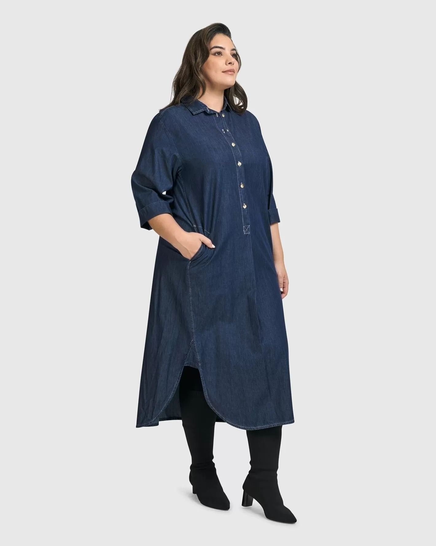 Joie Collared Dress, Denim-ALEMBIKA Cheap