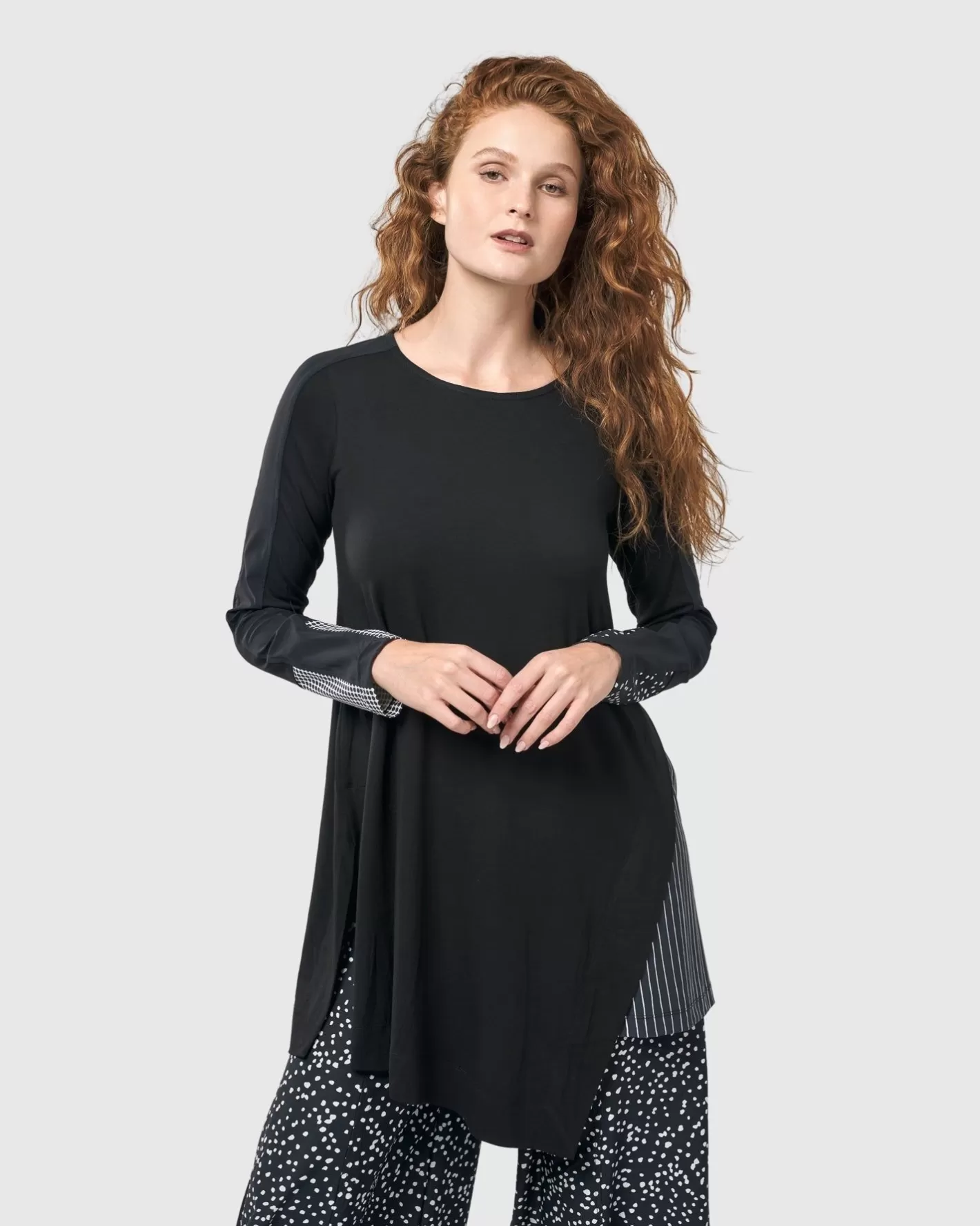 Josie Swing Tunic Top, Mono-ALEMBIKA Store