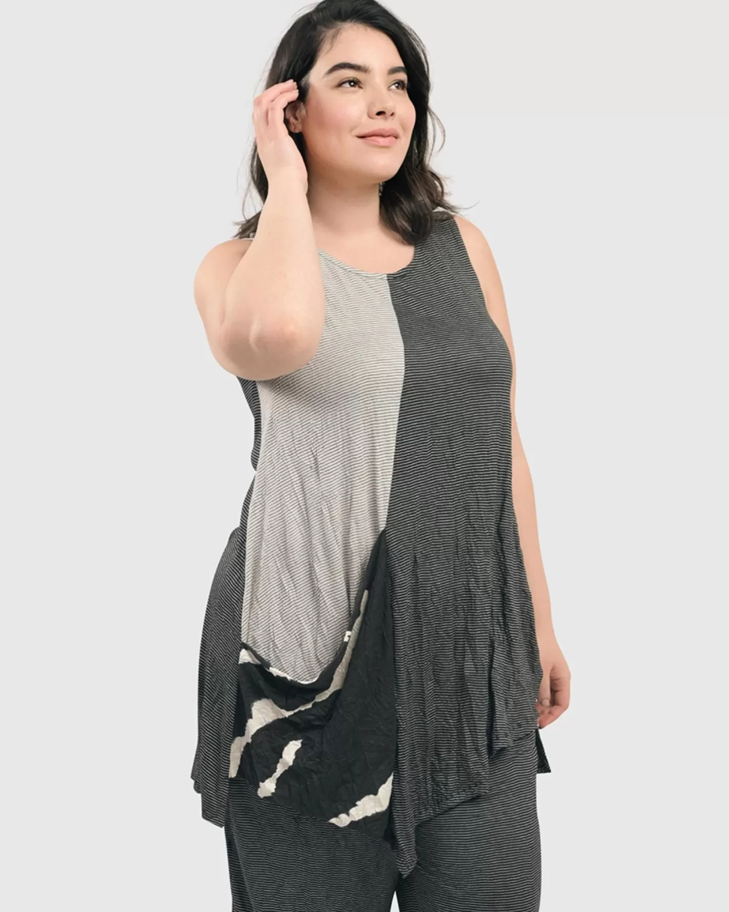 Kia Crinkle Tunic Top, Stripe-ALEMBIKA Clearance