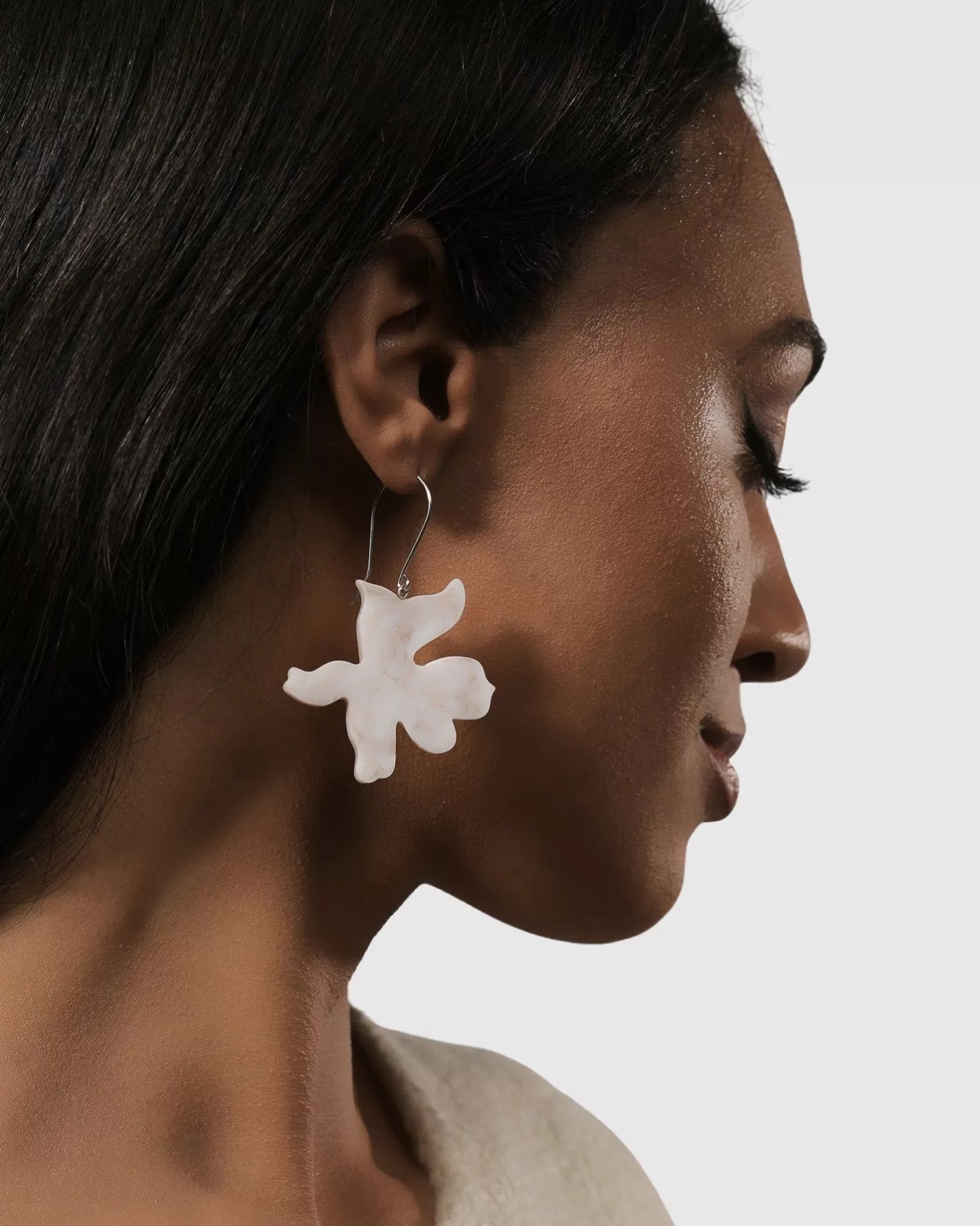 Lotus Dangle Earrings, Oat-ALEMBIKA Sale