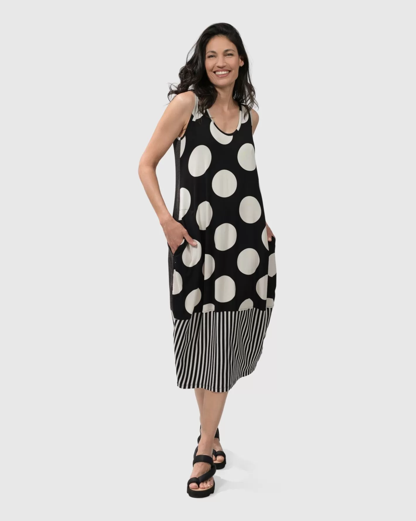 Minnie Sleeveless Midi Dress Mono-ALEMBIKA Sale