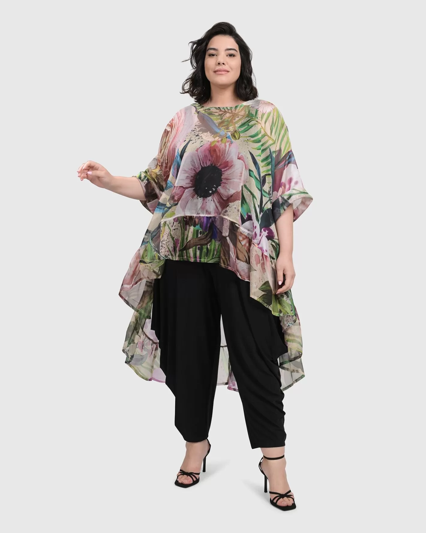 Moonflower Hi Lo Tunic Top, Bouquet-ALEMBIKA Store