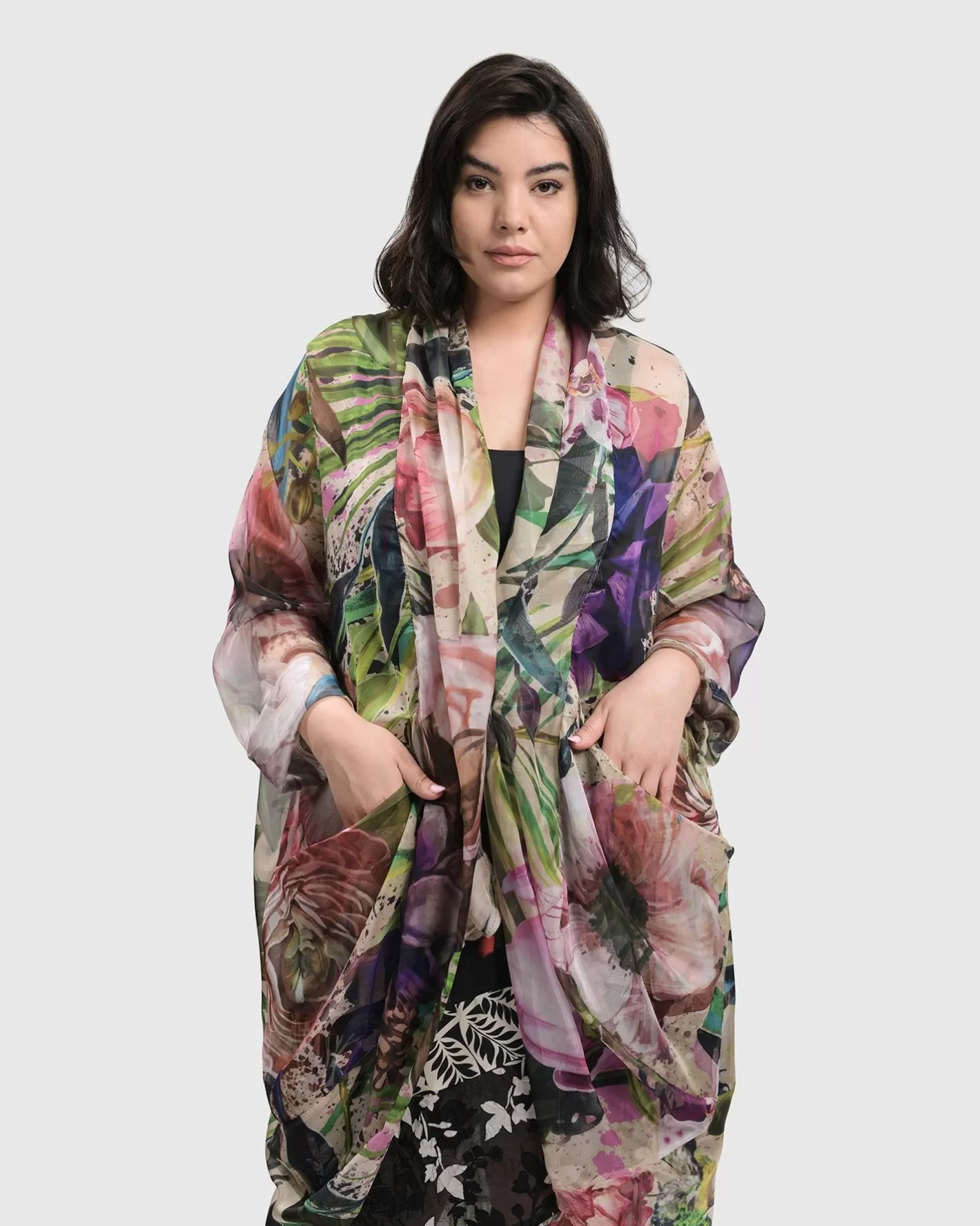 Moonflower Sheer Cardigan, Bouquet-ALEMBIKA Flash Sale