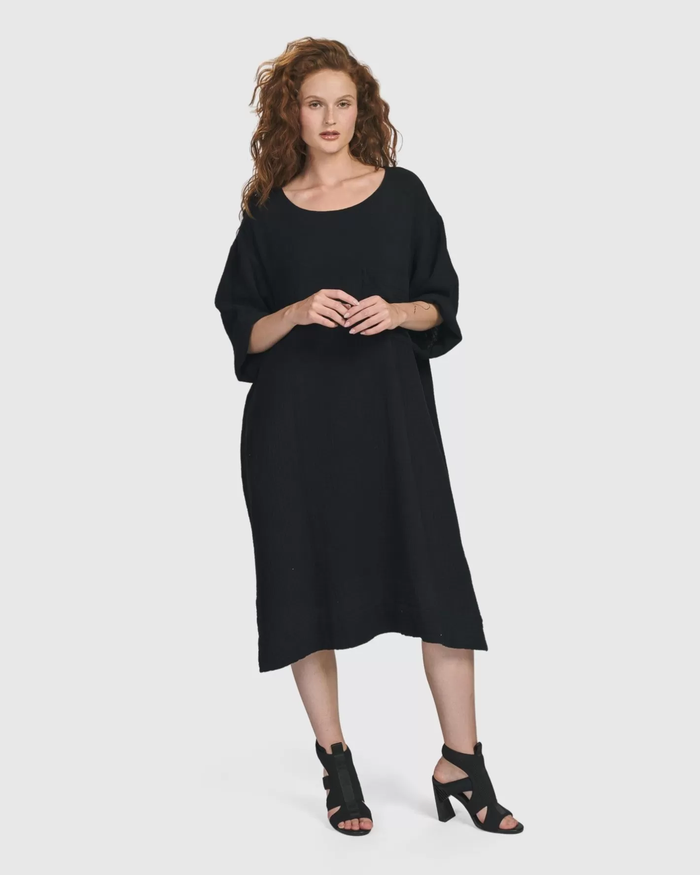 Oasis T-Shirt Dress, Black-ALEMBIKA Hot