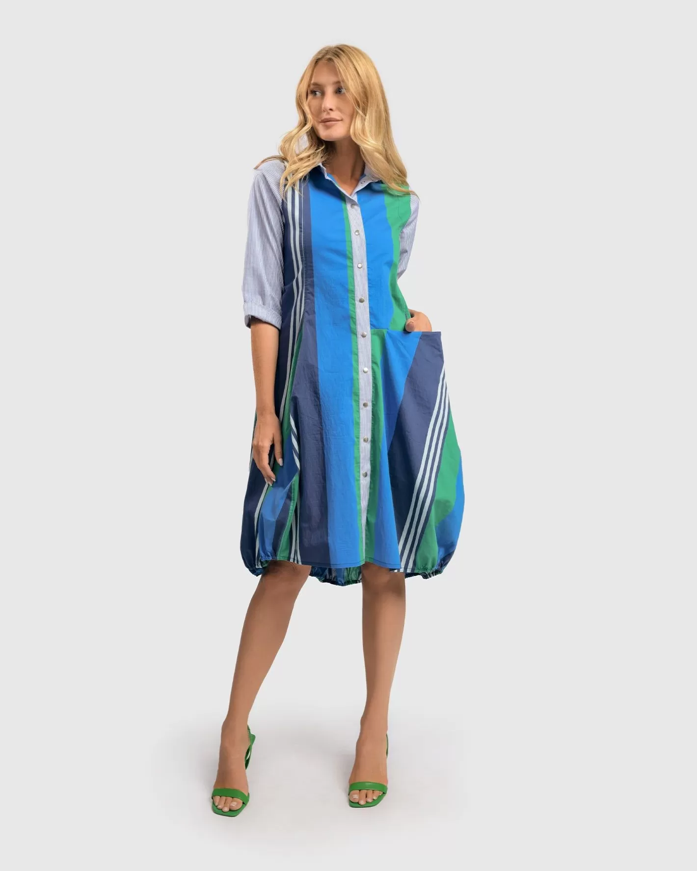 Ocean Stripe Wonderful Dress, Marine-ALEMBIKA Sale