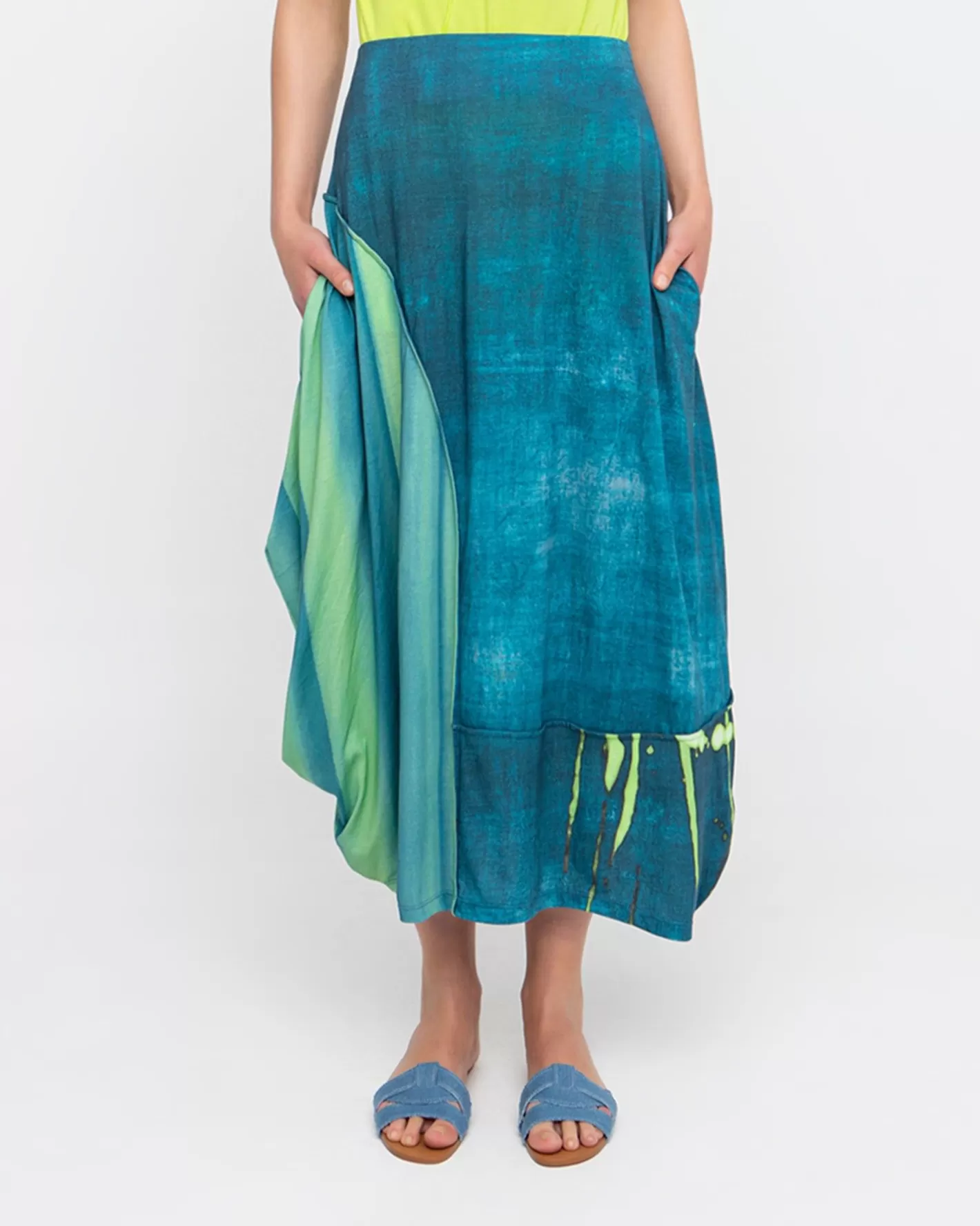 Ozai N Ku Aquamarine Midi Skirt, Ocean-ALEMBIKA Clearance