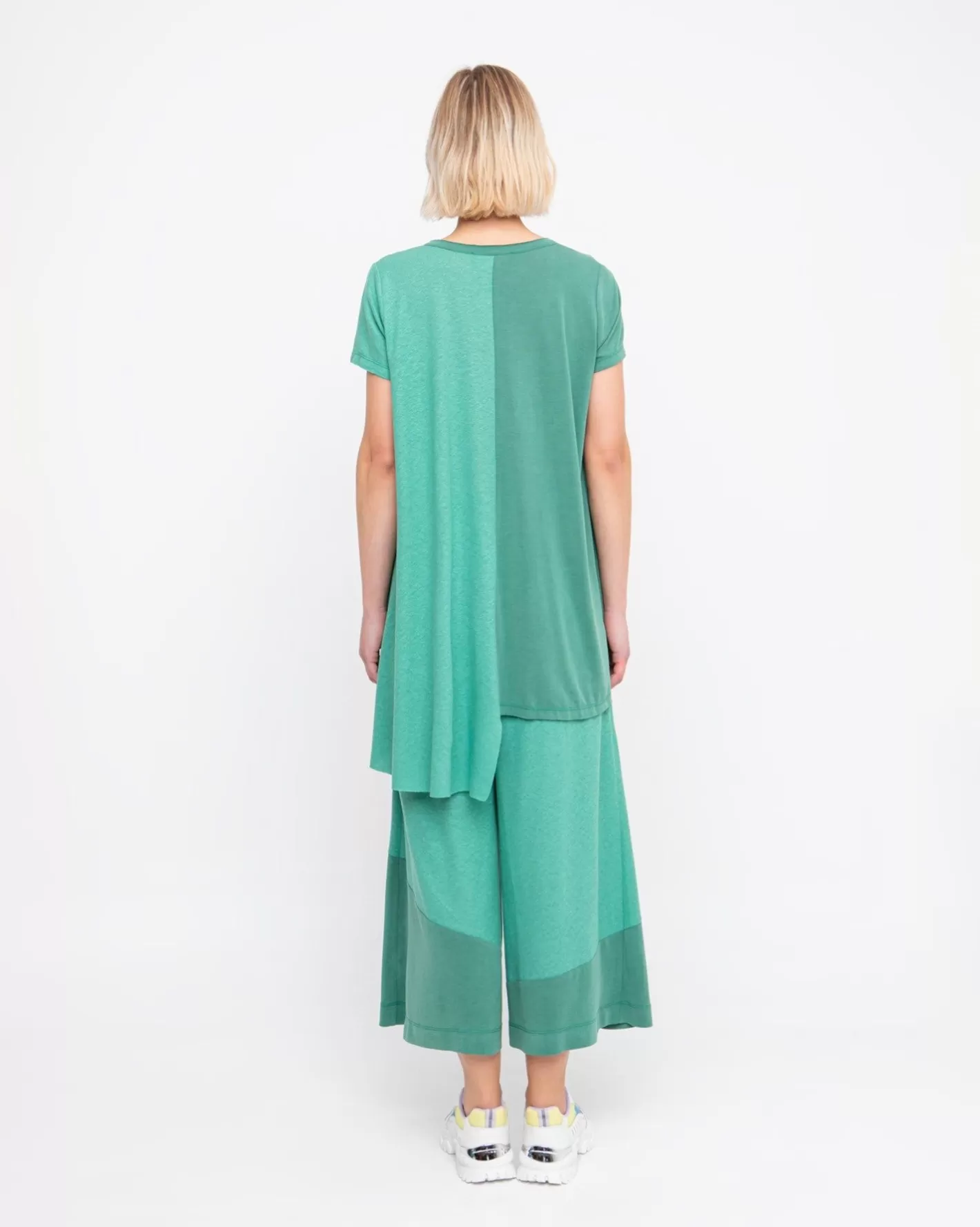 Ozai N Ku Asymmetrical Tunic Top, Green-ALEMBIKA Sale