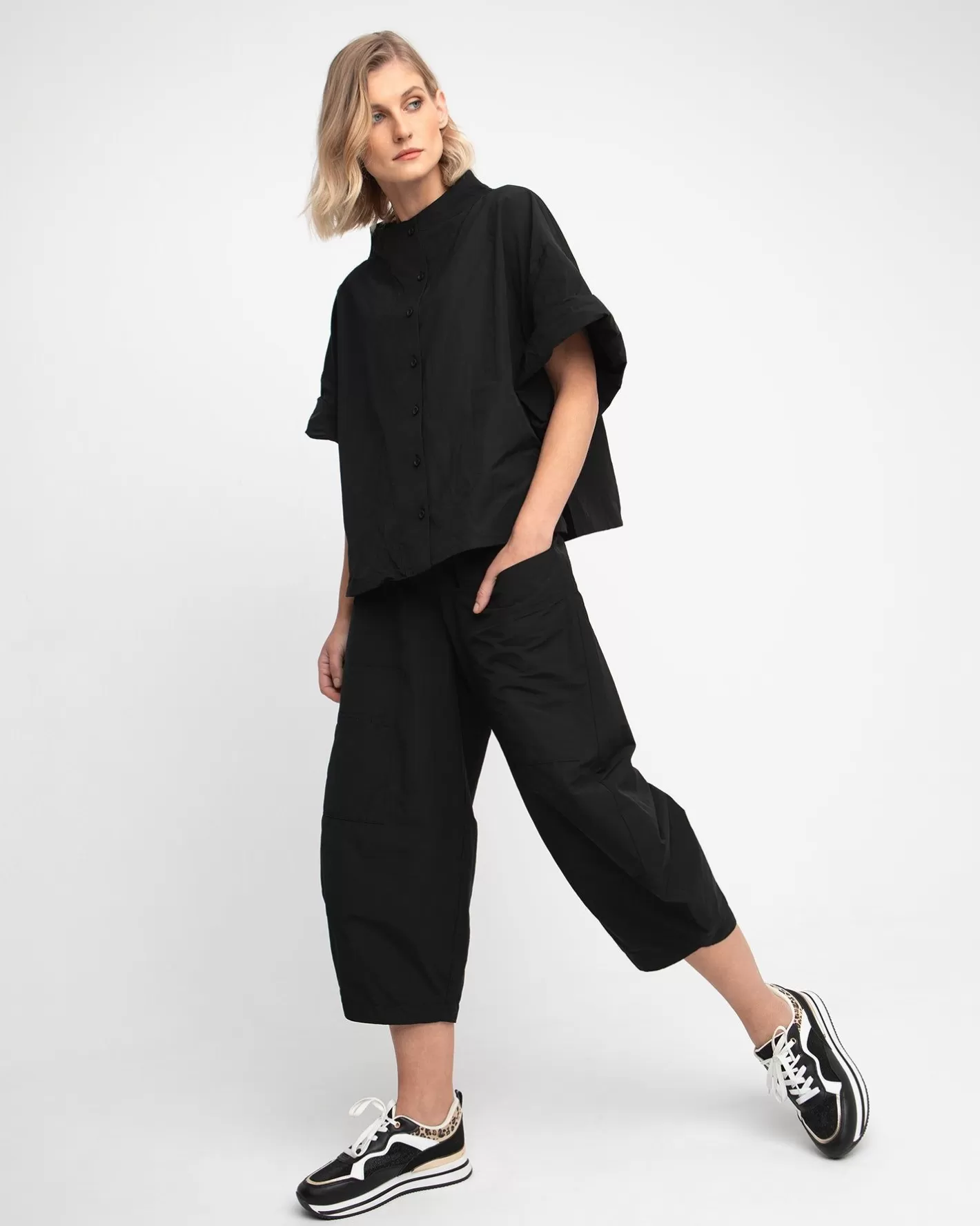 Ozai N Ku Barrel Leg Pants, Black-ALEMBIKA Hot