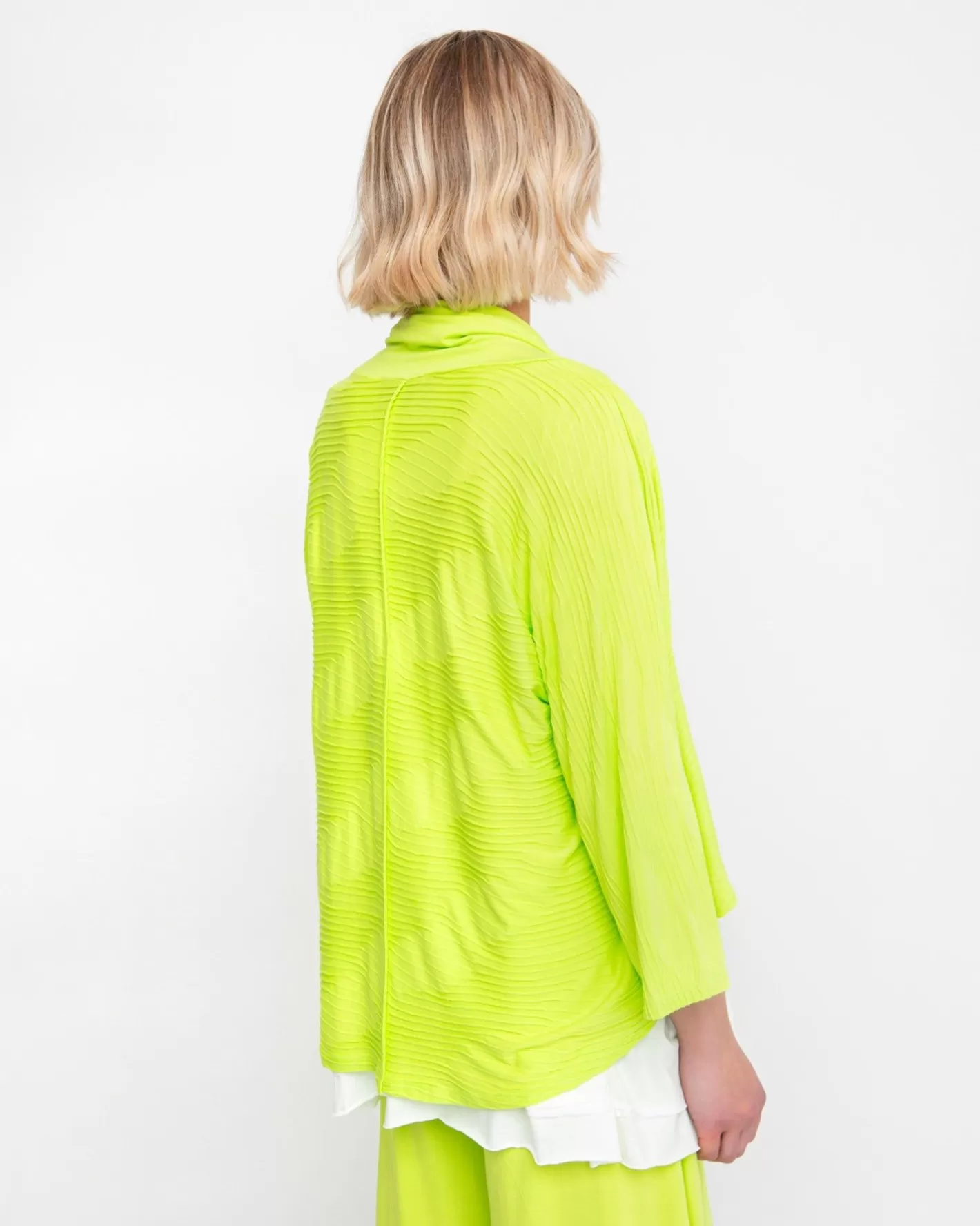 Ozai N Ku Drape Neck Racquet Cardigan, Lime-ALEMBIKA Outlet