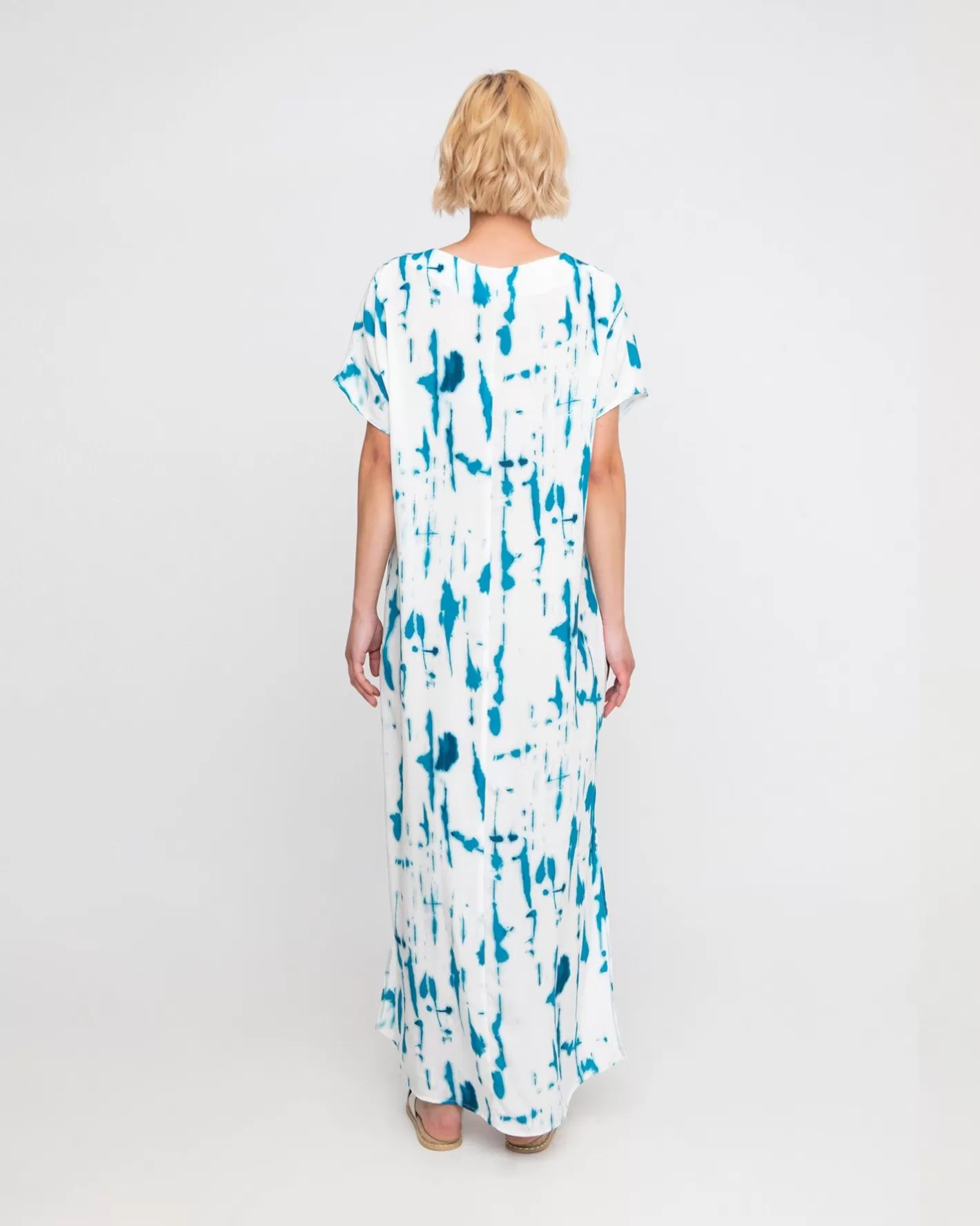 Ozai N Ku Island Relaxed Maxi Dress, White/Turquoise-ALEMBIKA Online