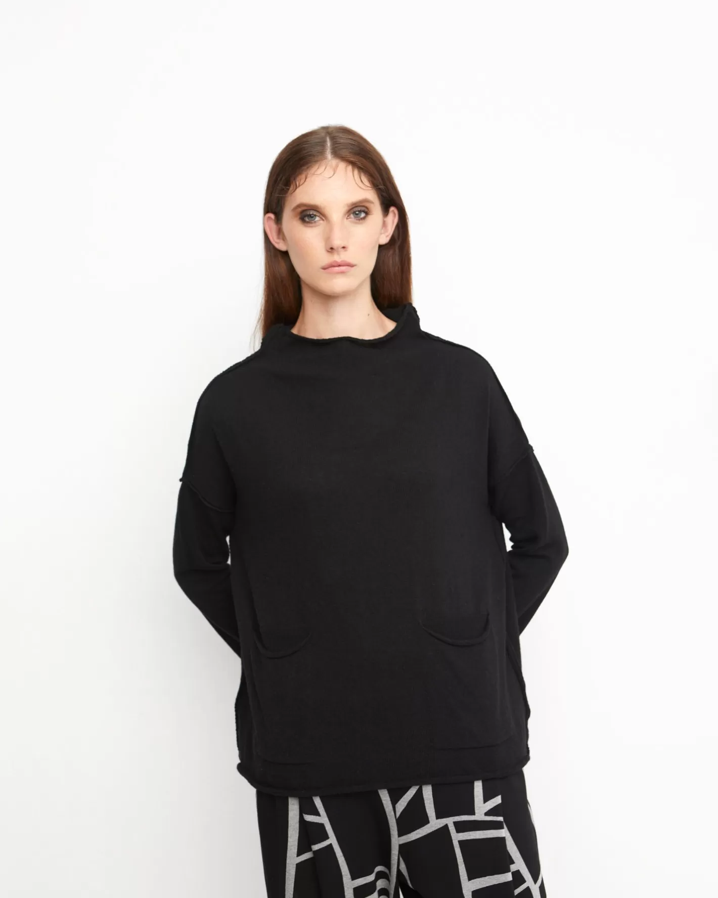 Ozai N Ku Techie Sweater Top, Black-ALEMBIKA Online