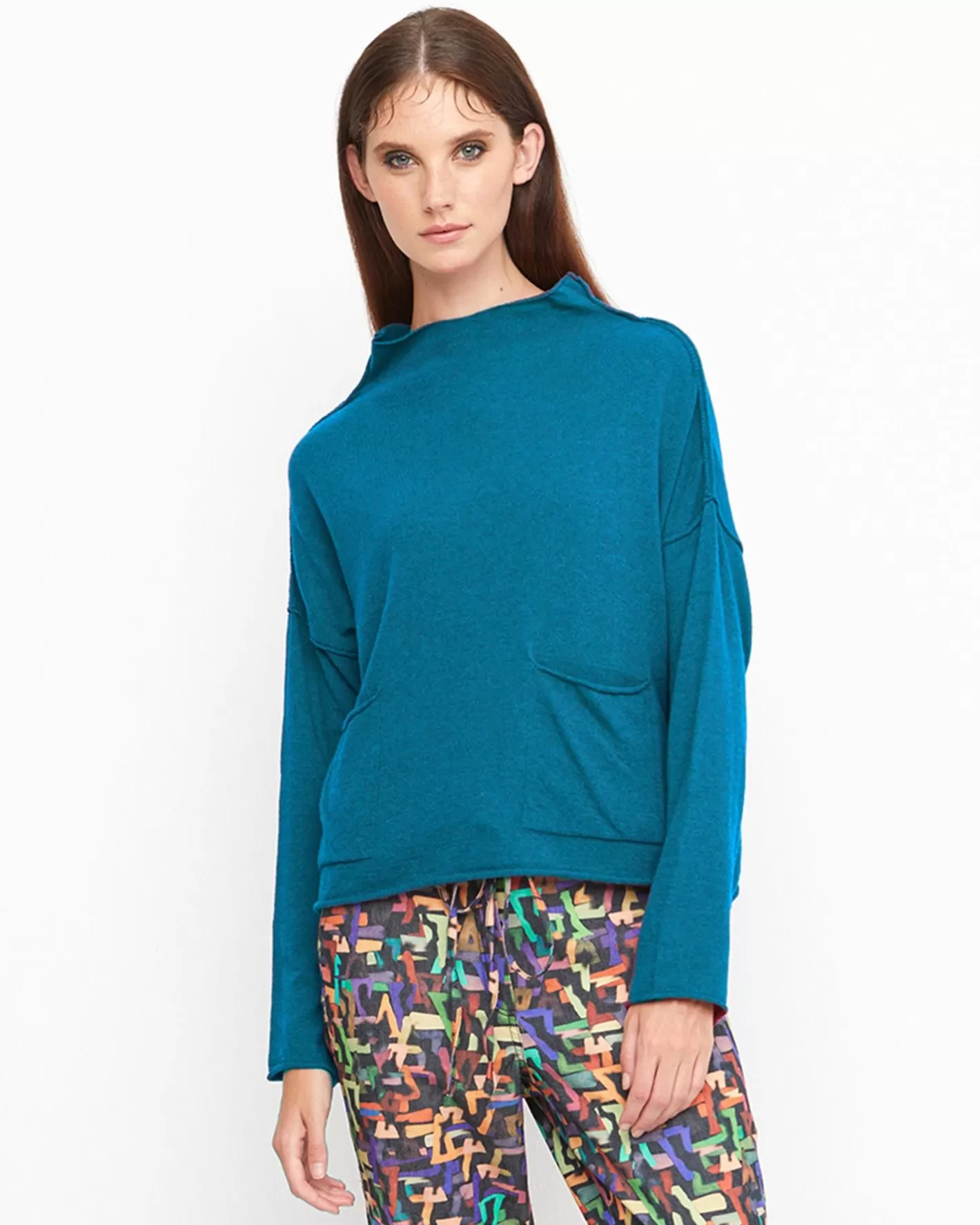 Ozai N Ku Techie Sweater Top, Petrol-ALEMBIKA Best Sale