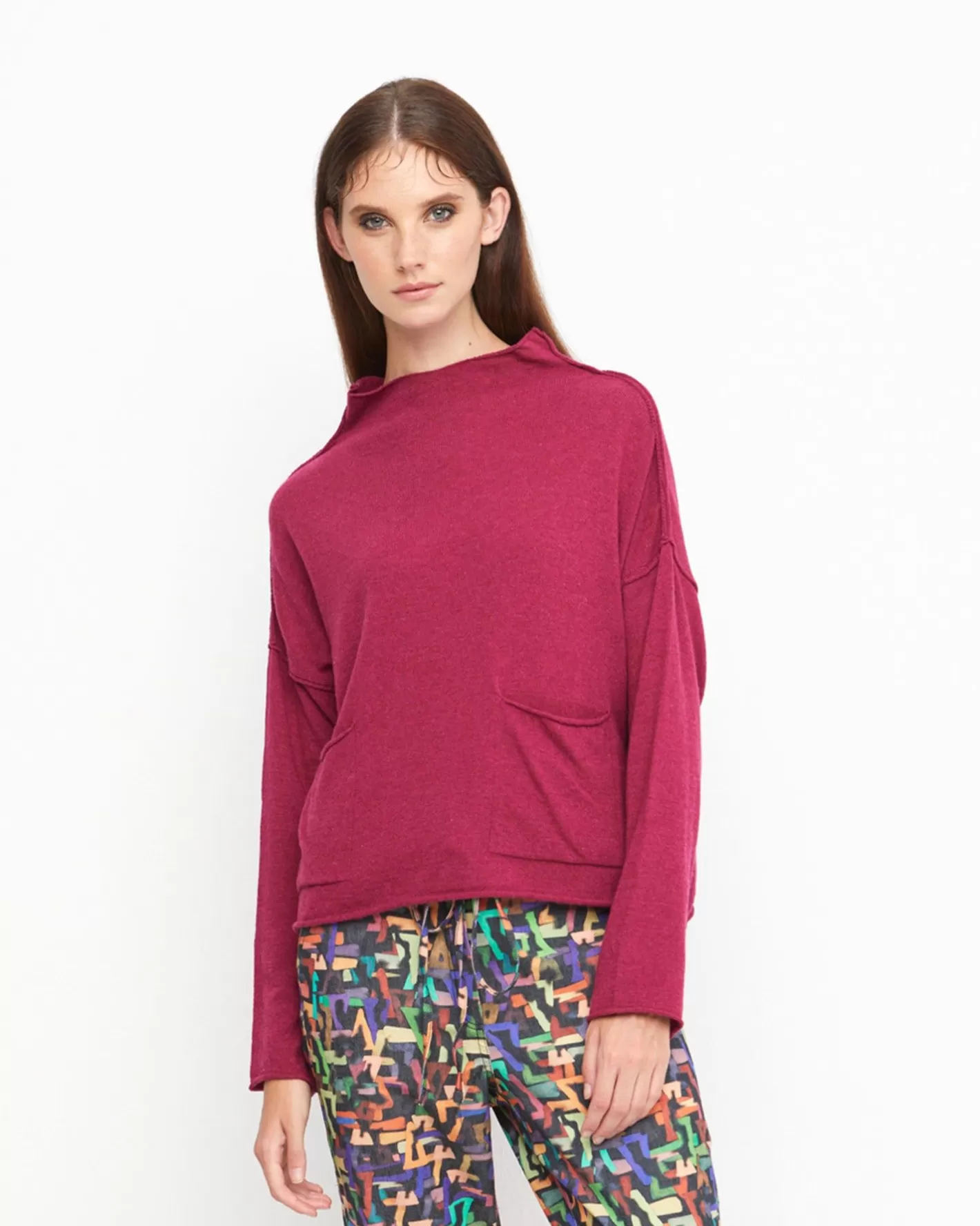 Ozai N Ku Techie Sweater Top, Ruby-ALEMBIKA Fashion