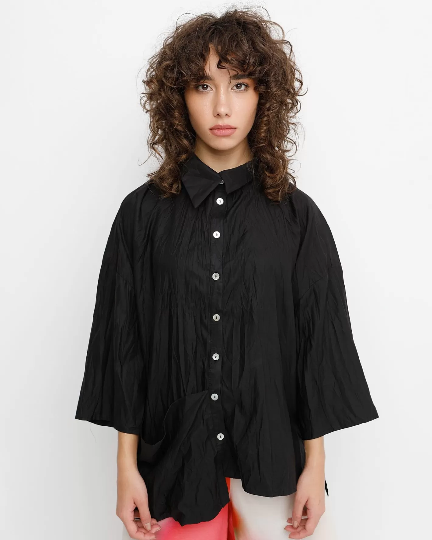 Ozai N Ku Trickster Crinkle Shirt, Black-ALEMBIKA Best Sale