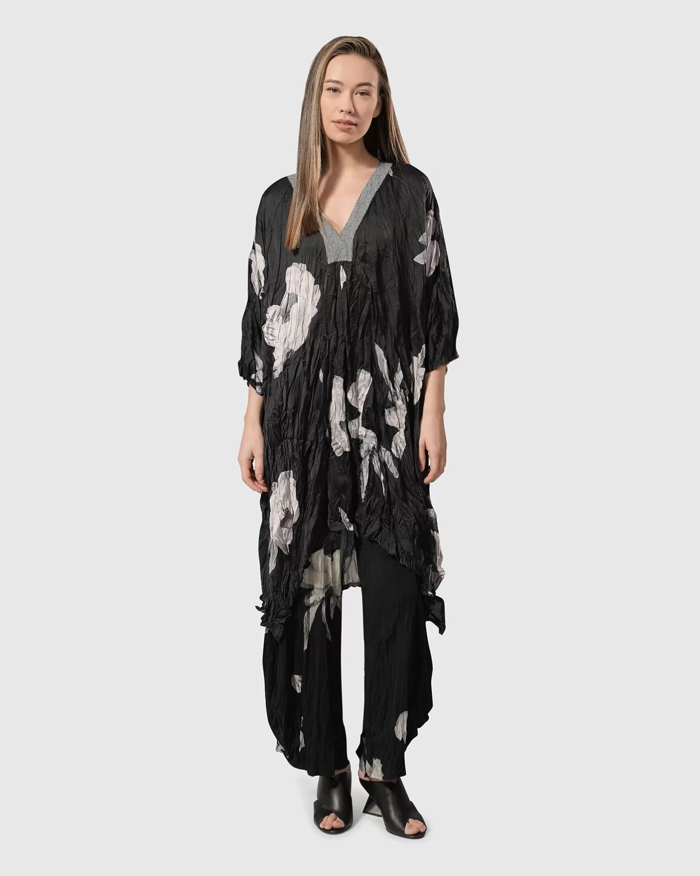 Paige Crinkle Caftan Tunic Dress, Roses-ALEMBIKA Outlet